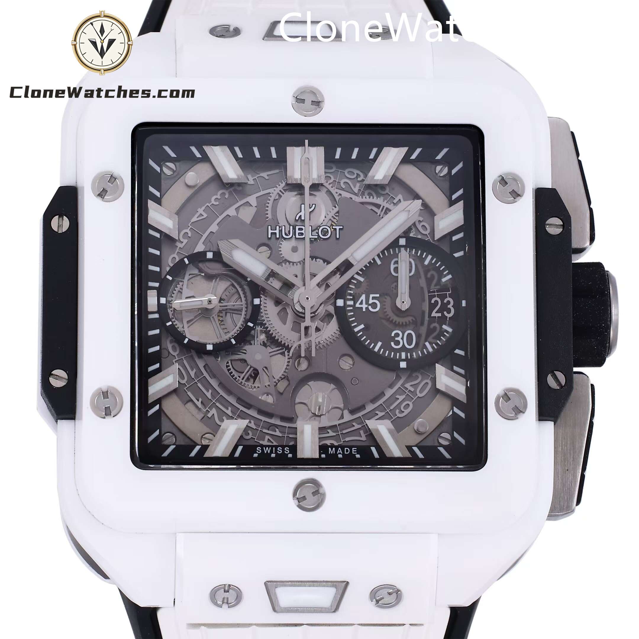 Hublot Super Clone Watches 1:1 Square Bang Unico White Ceramic 42MM 821.HX.0170.RX