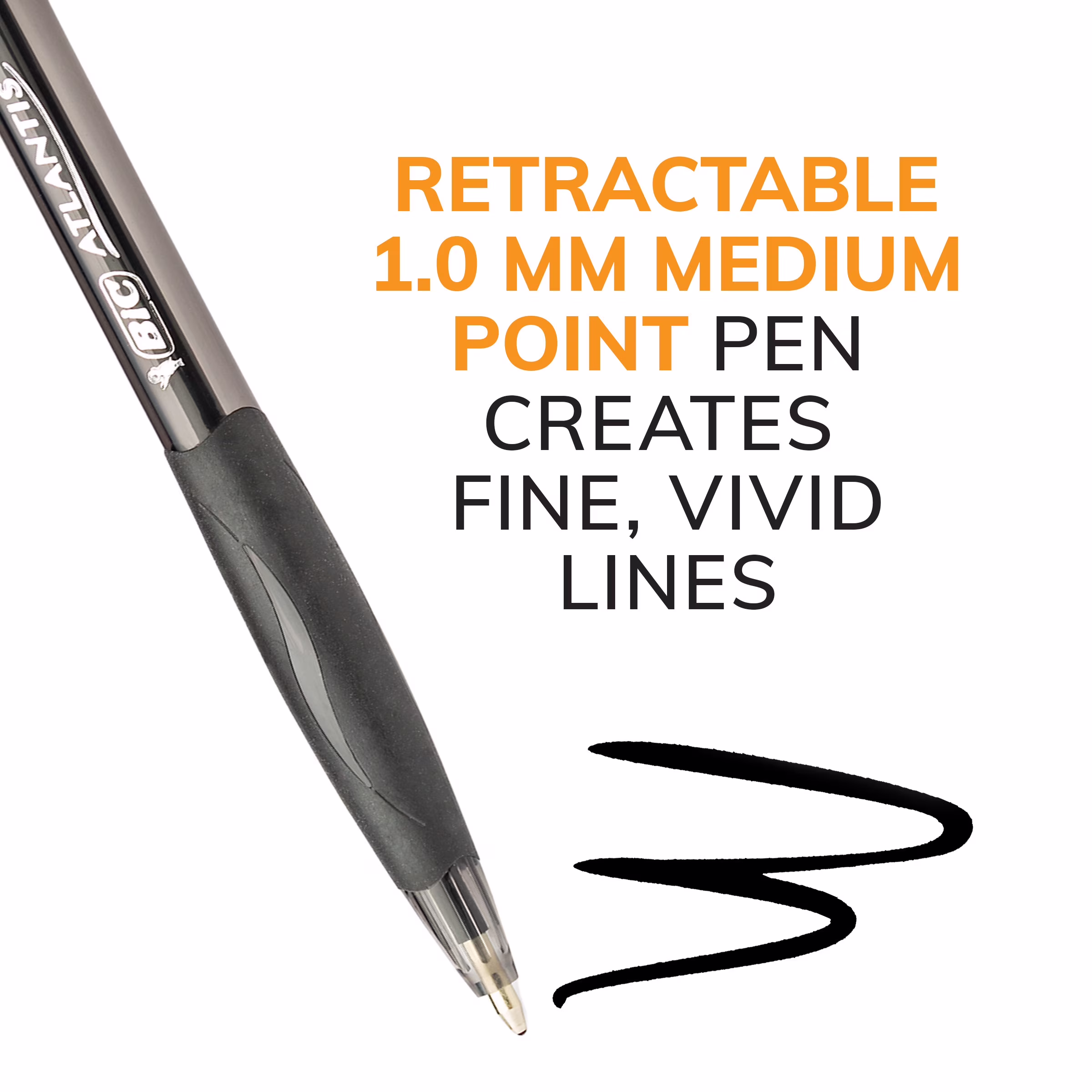 BIC Glide Ballpoint Pen, Medium Point, 1.0 mm, Black Ink, 4 Count