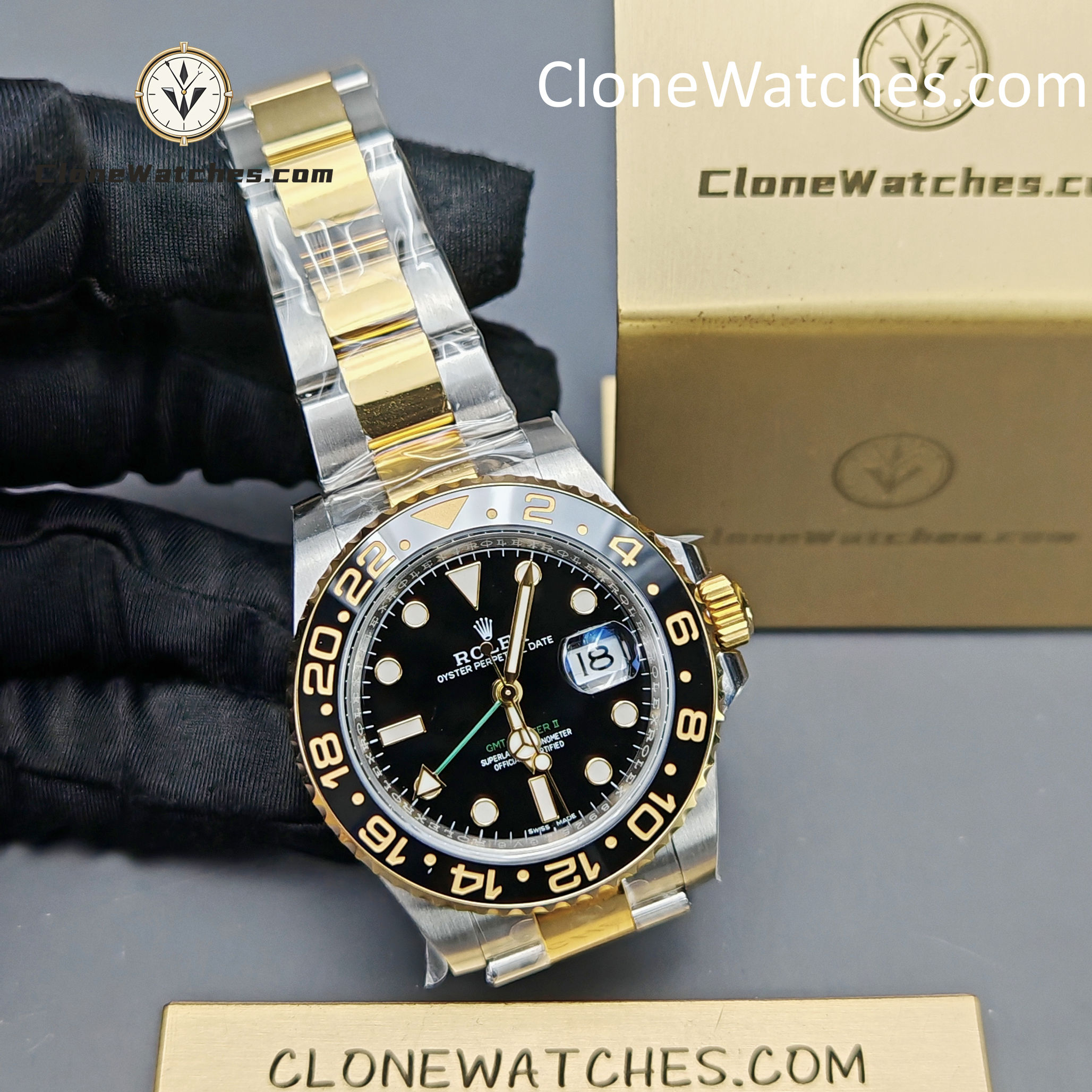 Rolex Super Clone Watches 1:1 GMT Master II 116713-LN-78203 Oyster 3186 Movement