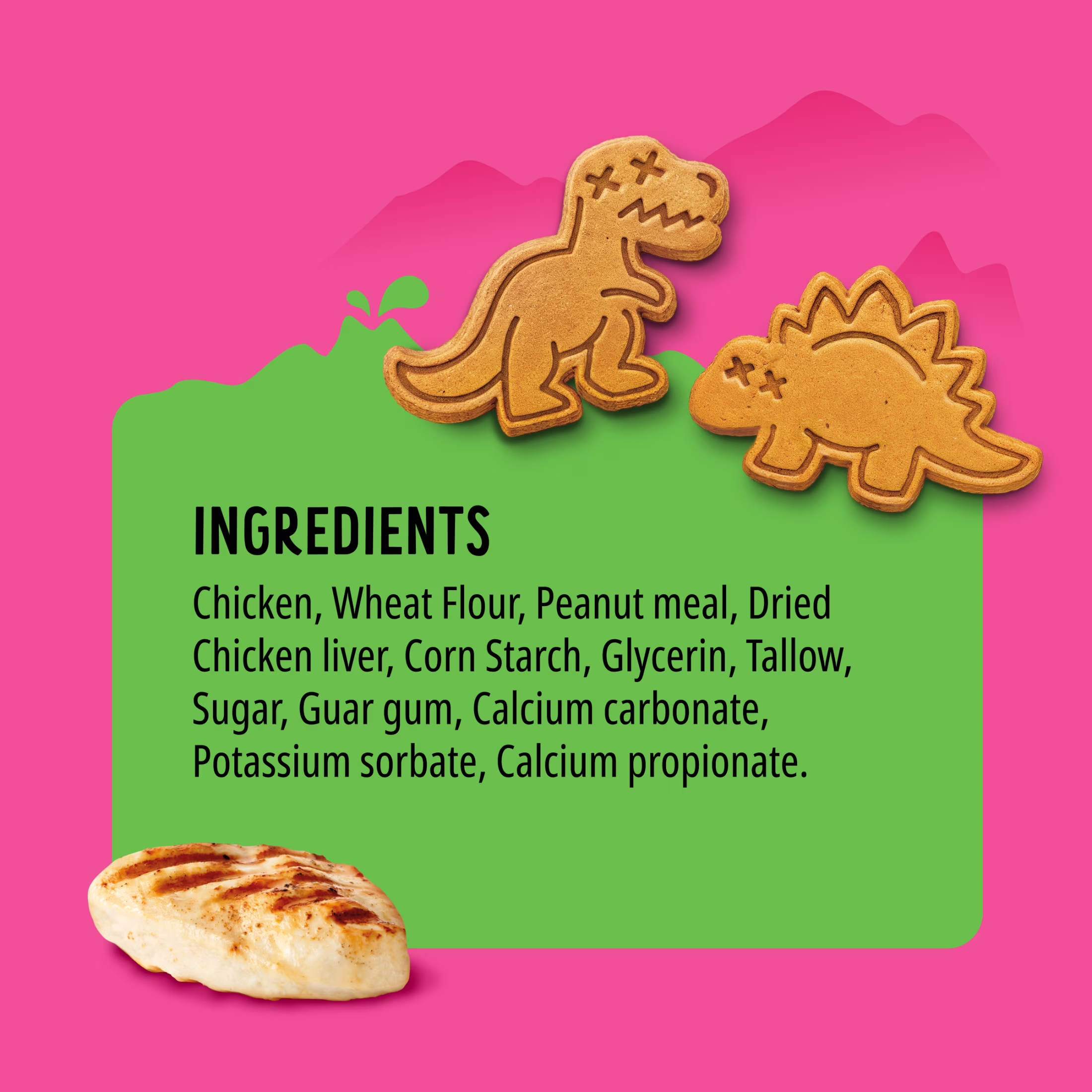 BONKERS Soft & Meaty Dog Treats Made with Real Chicken, Dinosaur Shapes, 5.6 oz Bag