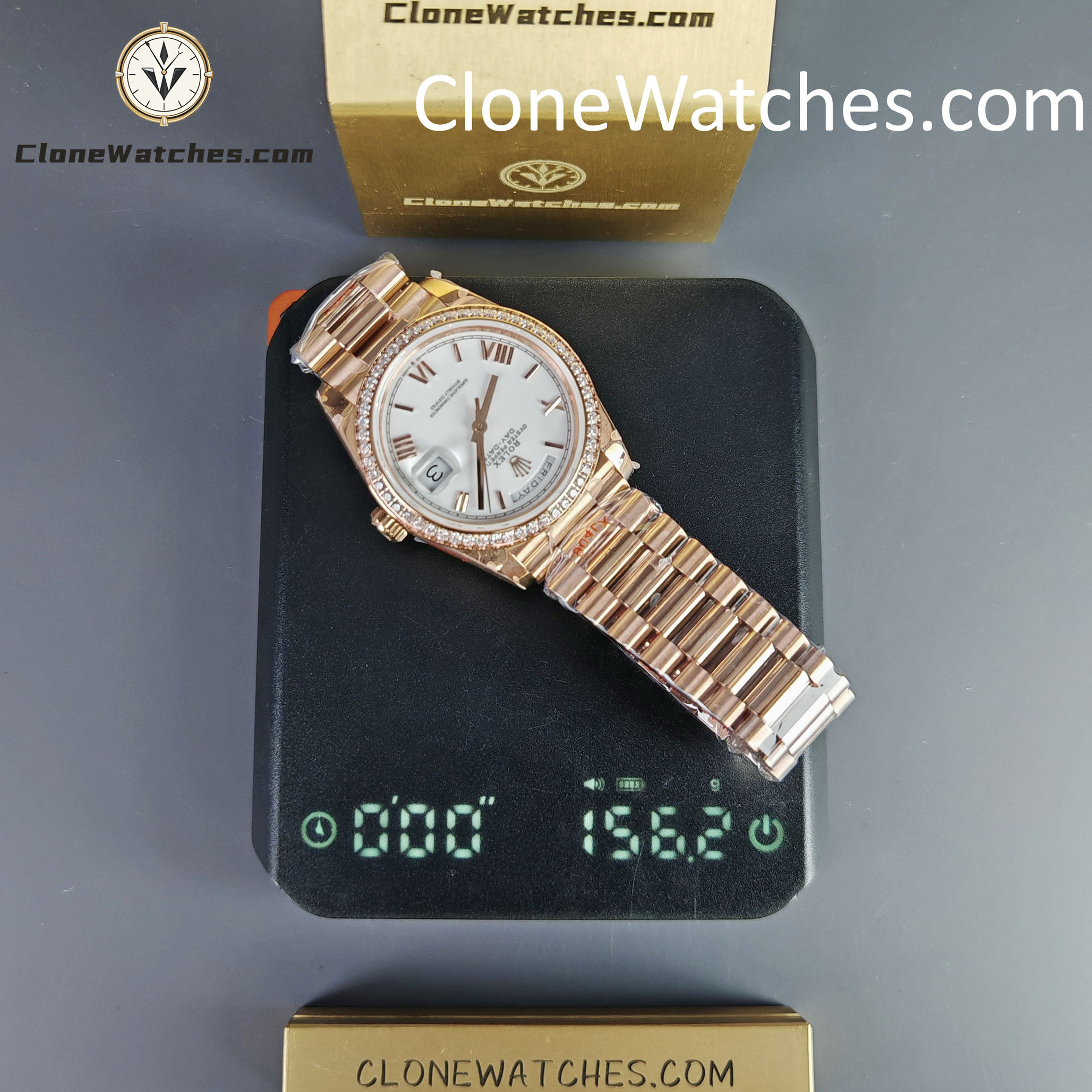Rolex Super Clone Watches 1:1 Day Date 18K Rose Gold Roman Dial 36mm m128345rbr-0070 3255 Movement