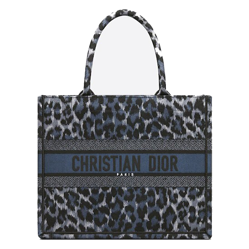 MEDIUM DIOR BOOK TOTE Blue and Black Mizza Embroidery