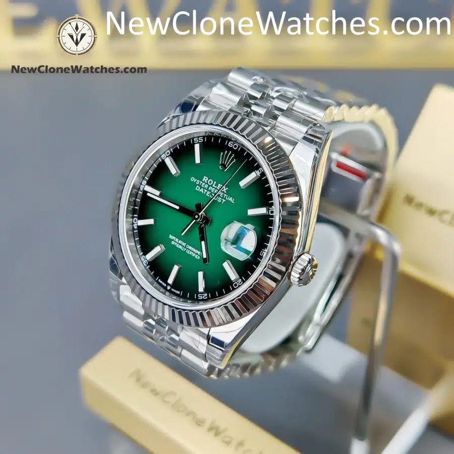Rolex Super Clone Watches 1:1 DateJust Green Dial m126334-0034 Jubilee 41MM 3235 Movement