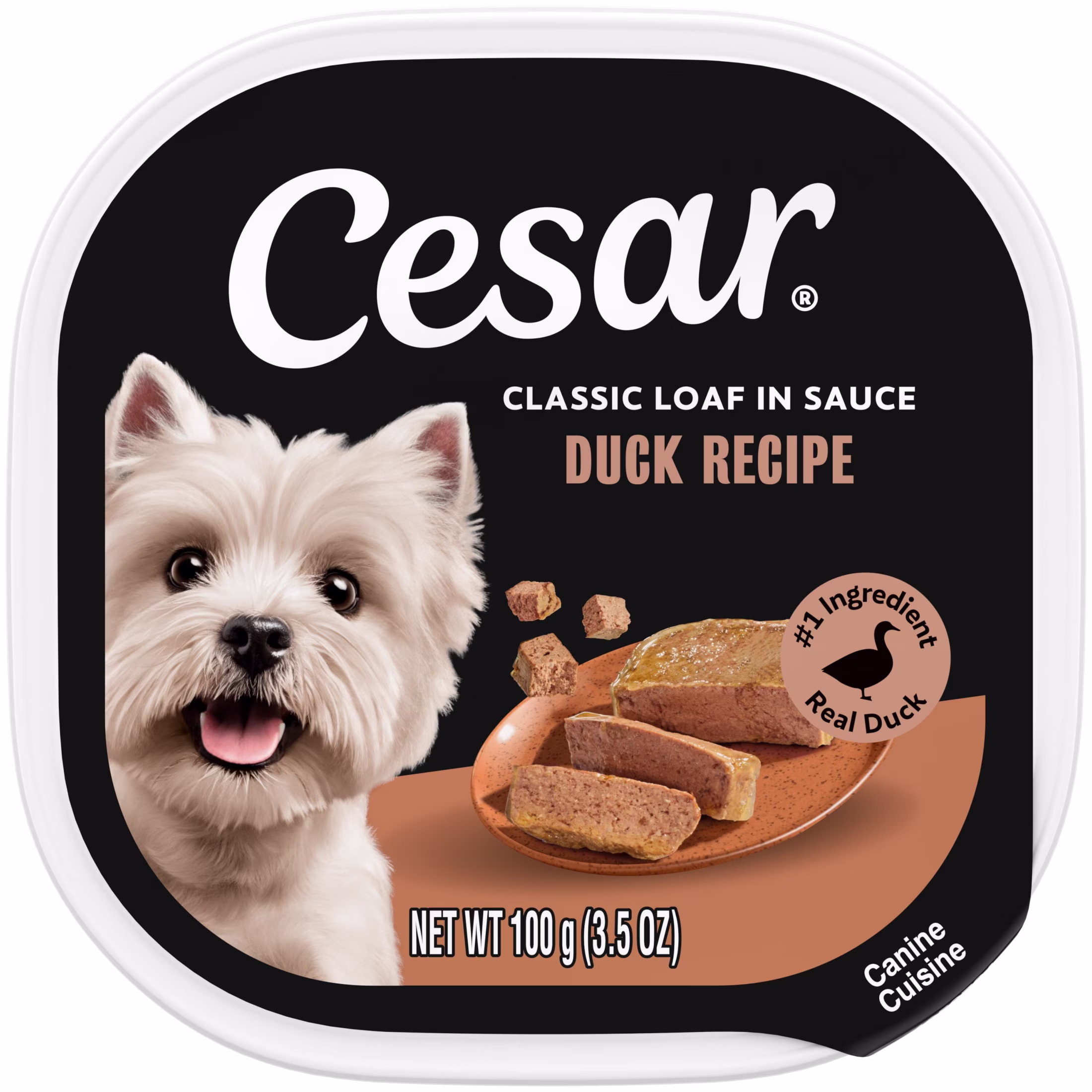 Cesar Classic Loaf in Sauce Wet Dog Food Duck Flavor, 3.5 oz. Easy Peel Tray