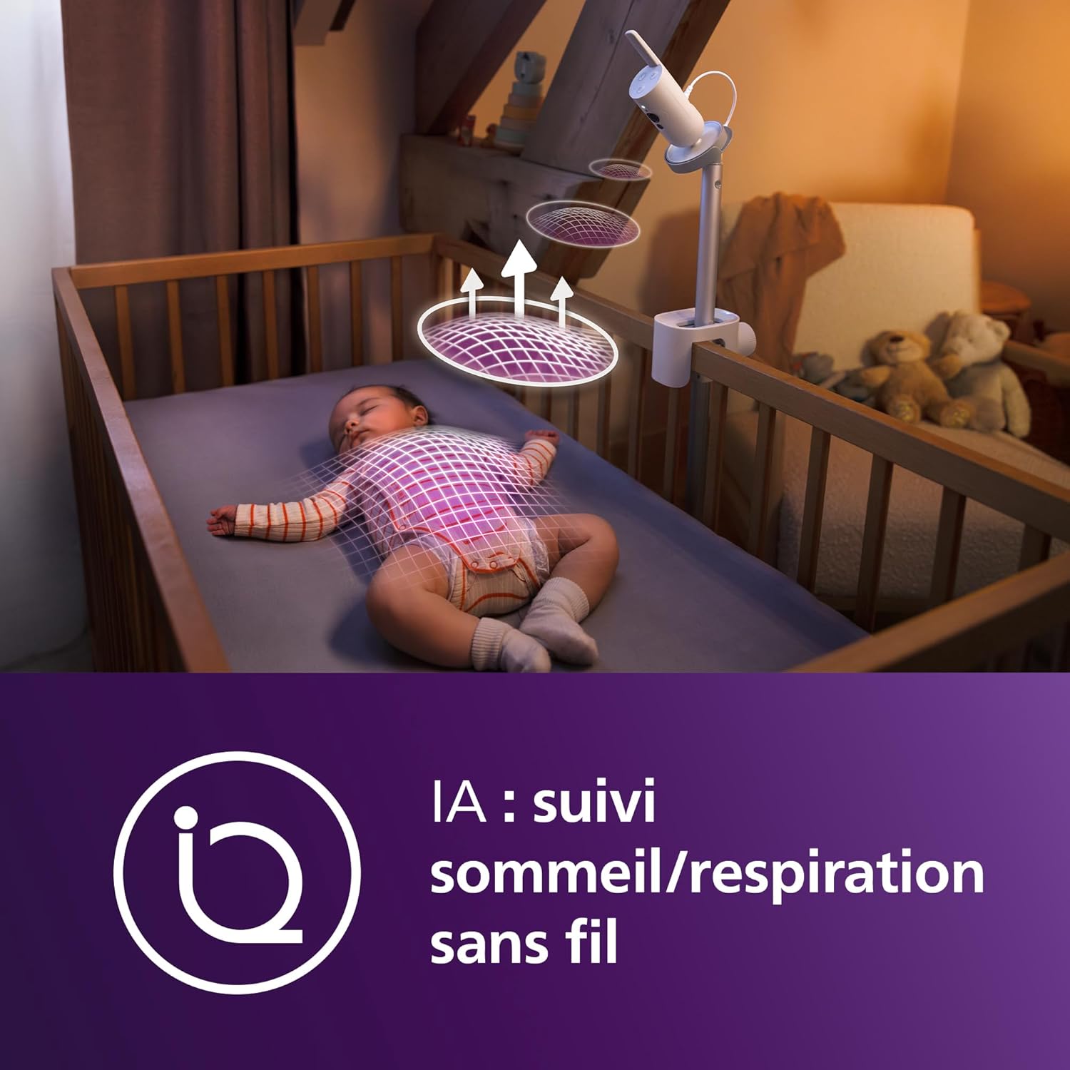 Babyphone vidéo HD suivi sommeil respiration affichage jour nuit