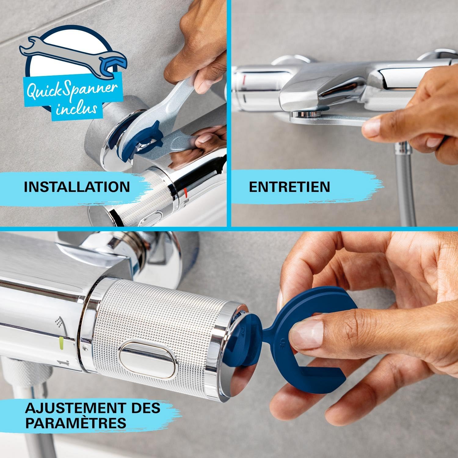 Colonne douche Vitalio Start System 250 mitigeur thermostatique douchette 2 jets flexible 175 m chromé 26677001