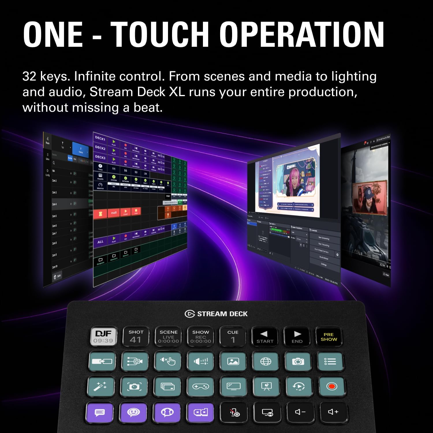 Contrôleur studio 32 touches macro compatible OBS Twitch YouTube