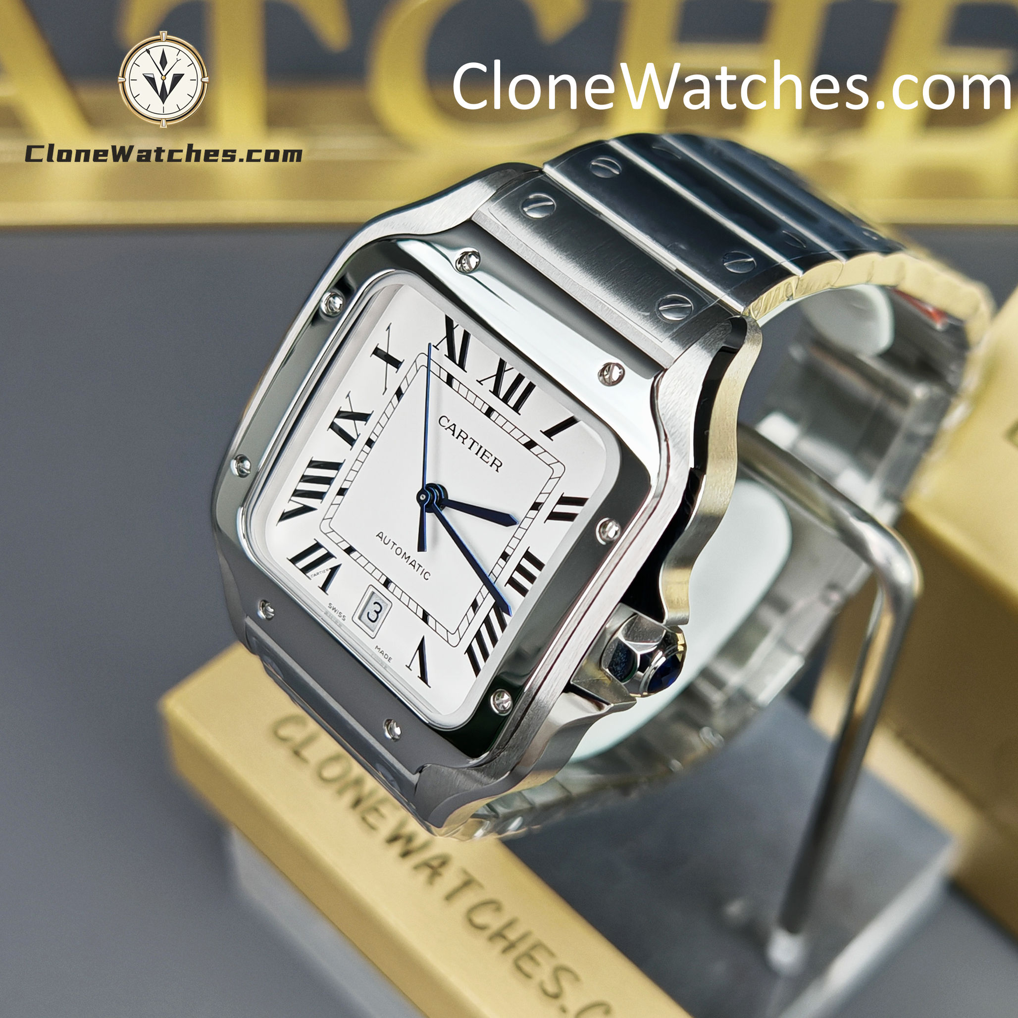 Cartier Super Clone Watches 1:1 Santos Series White Dial 39.8MM WSSA0009
