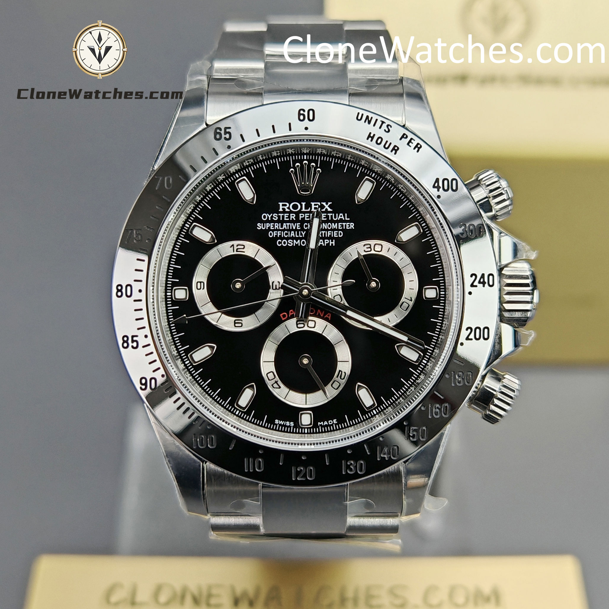 Rolex Super Clone Watches 1:1 Daytona Black Dial M116520-78590 4130 Movement