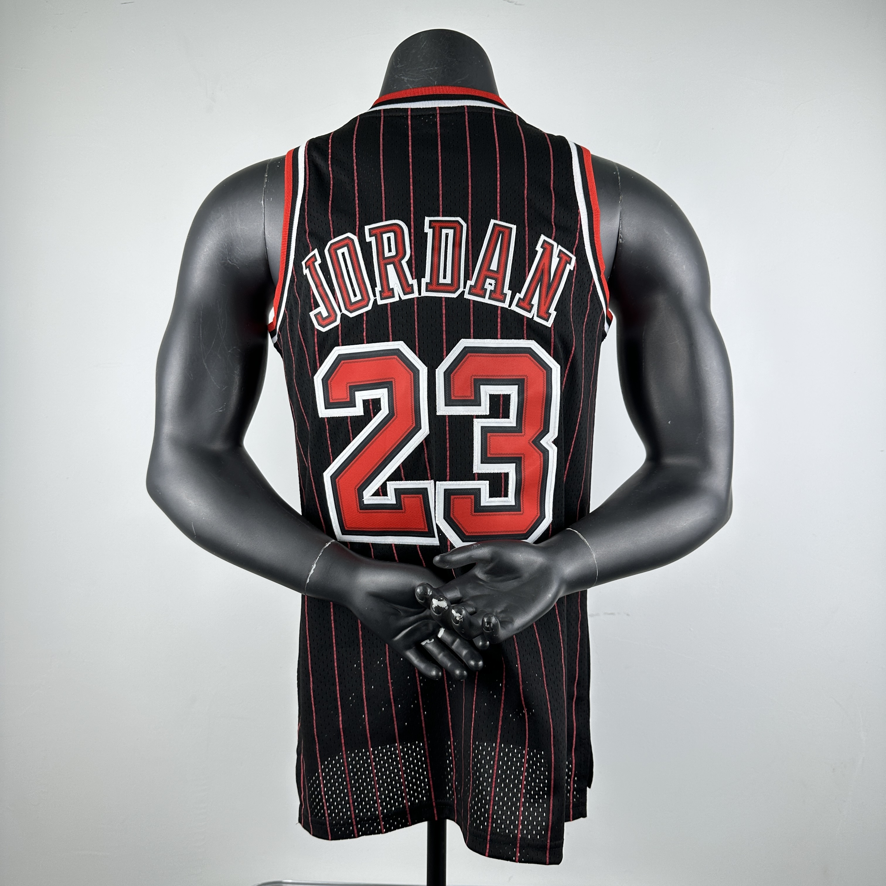 Embroidered MN Retro Jersey Bulls 97/98 Season Striped Black No. 23 Jordan
