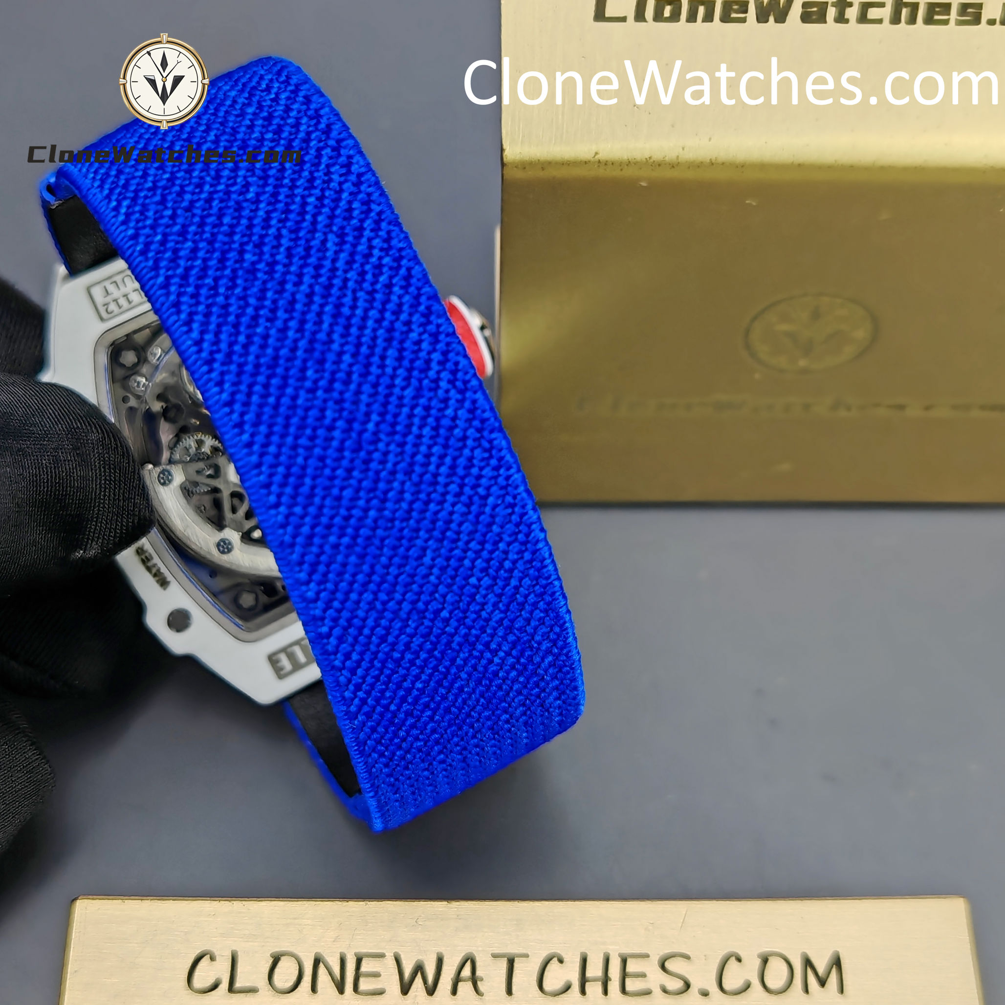 Richard Mille Super Clone Watches 1:1 RM 67 – 02 White Carbon Tourbillon Blue Strap