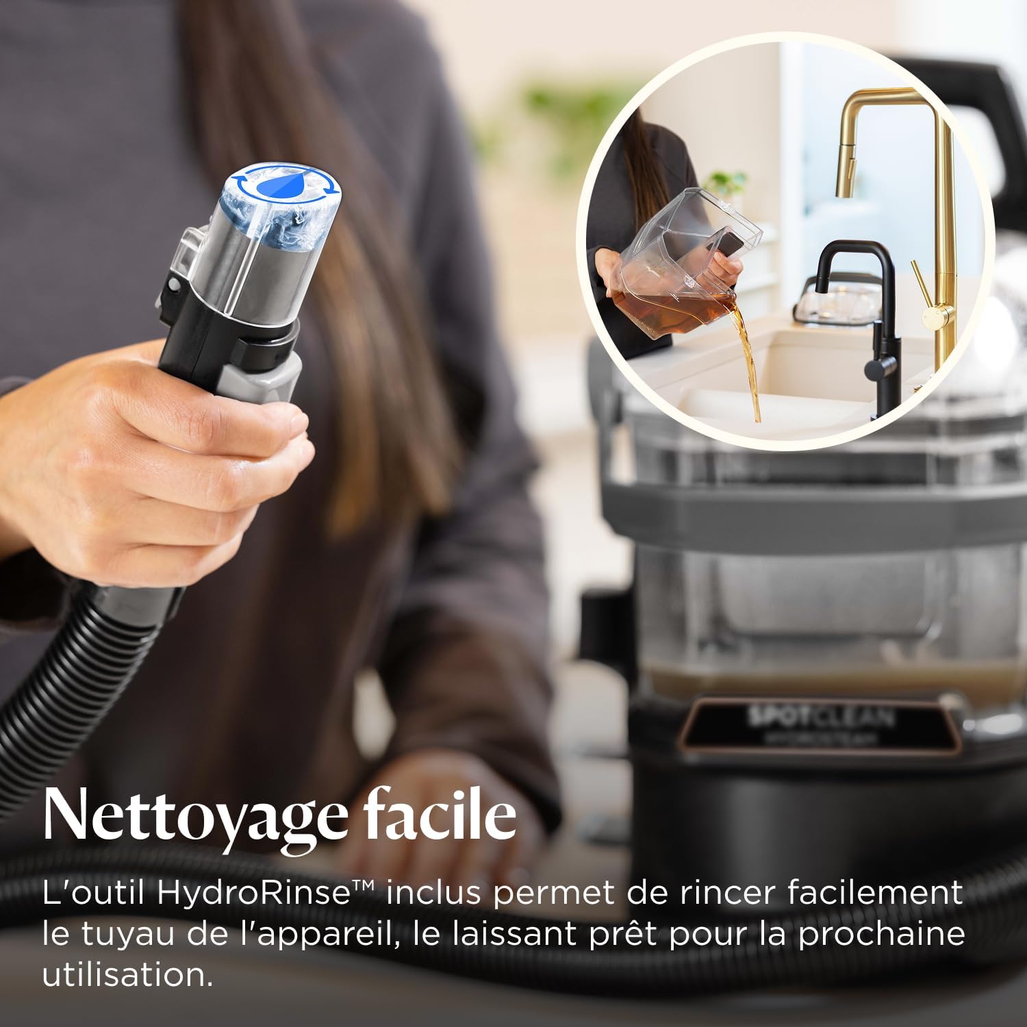 Shampouineuse canapé 1000 W technologie HydroSteam pour tapis tissus voiture