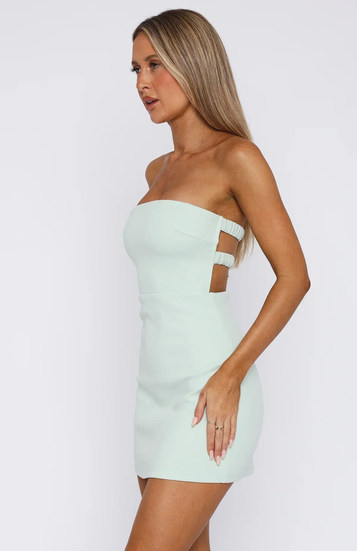 Keep Falling Strapless Mini Dress Mint