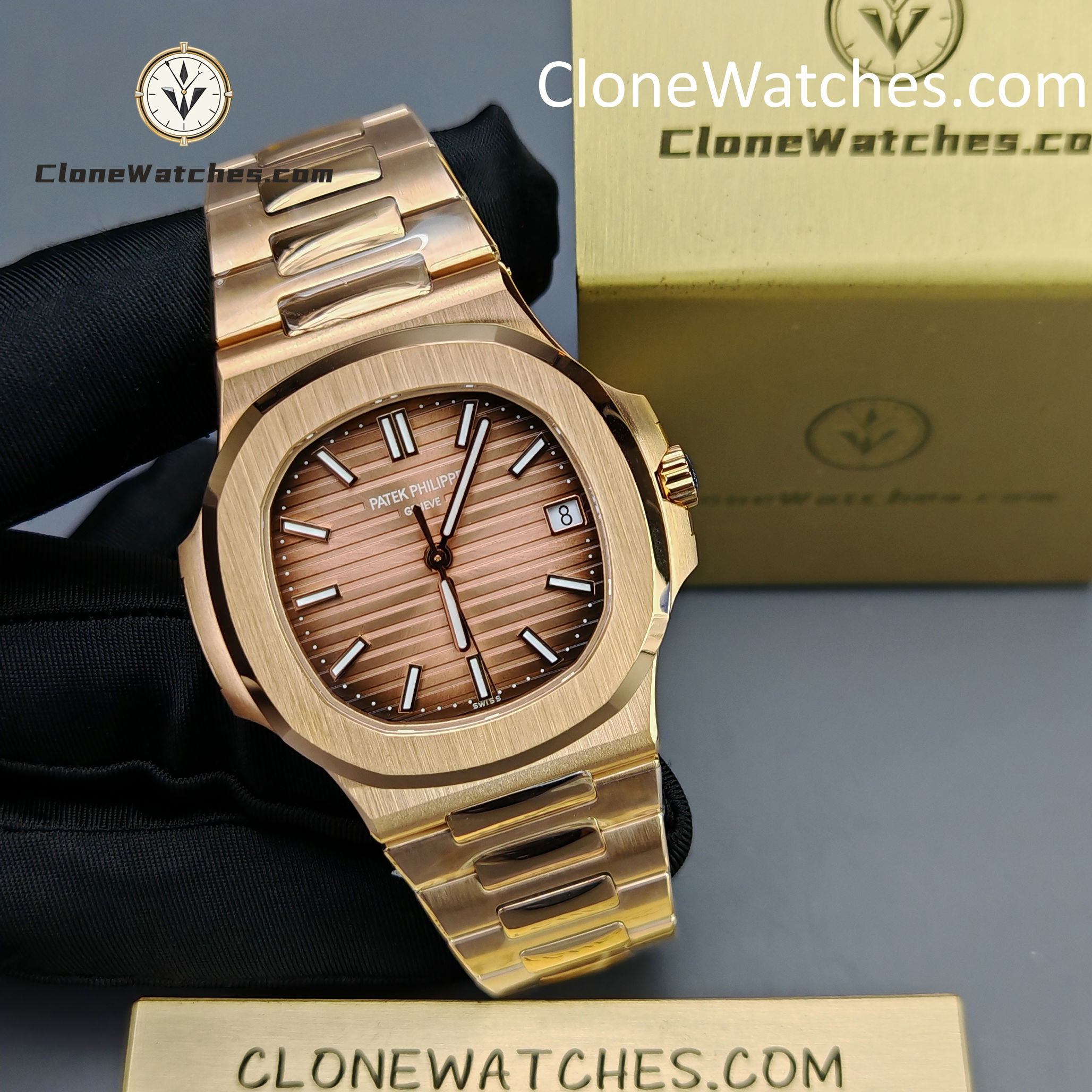 Patek Philippe Super Clone Watches 1:1 Nautilus 5711 Brown Dial 18K Rose Gold