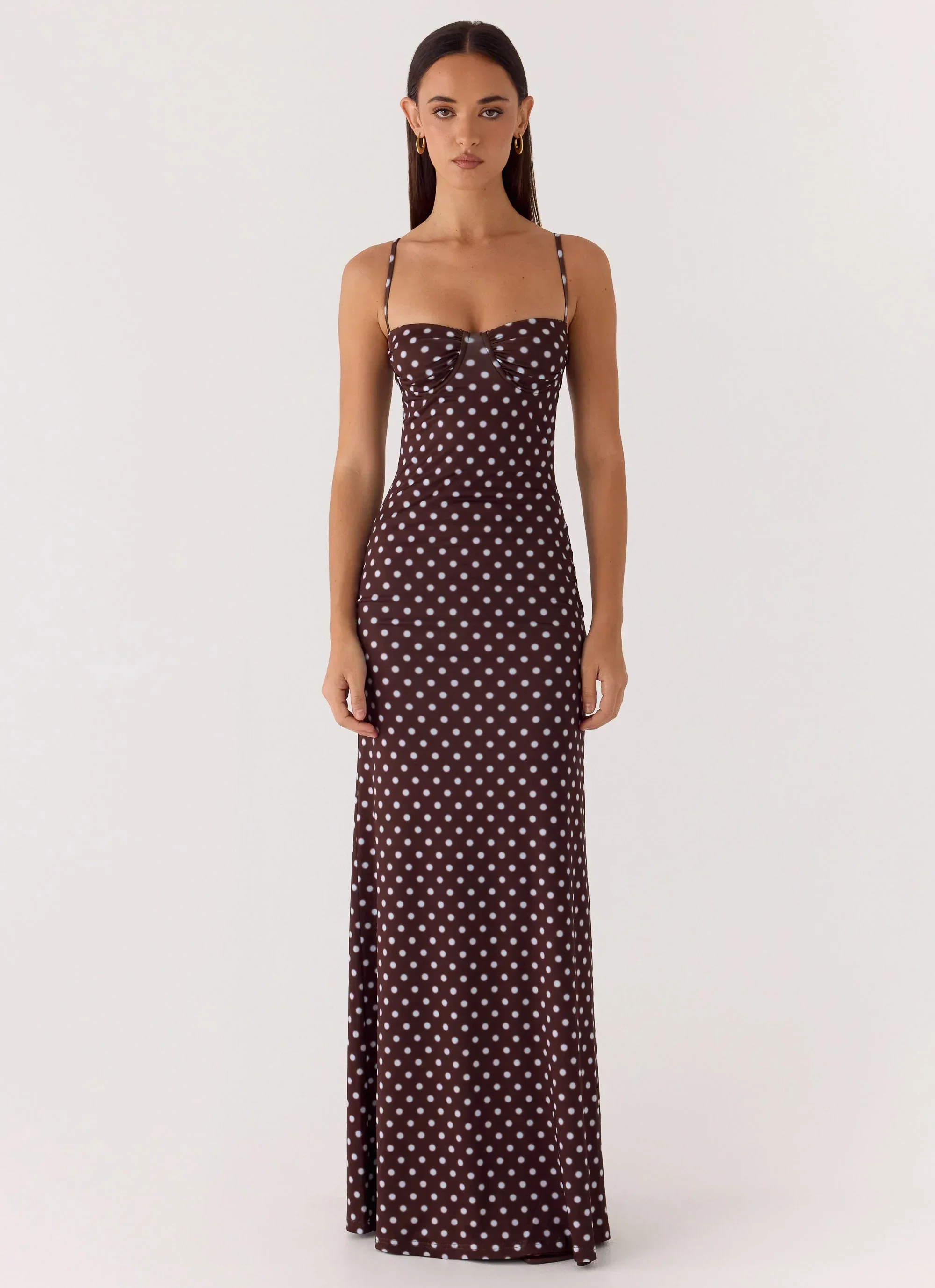 Vamonos Maxi Dress - Chocolate Blue Dot