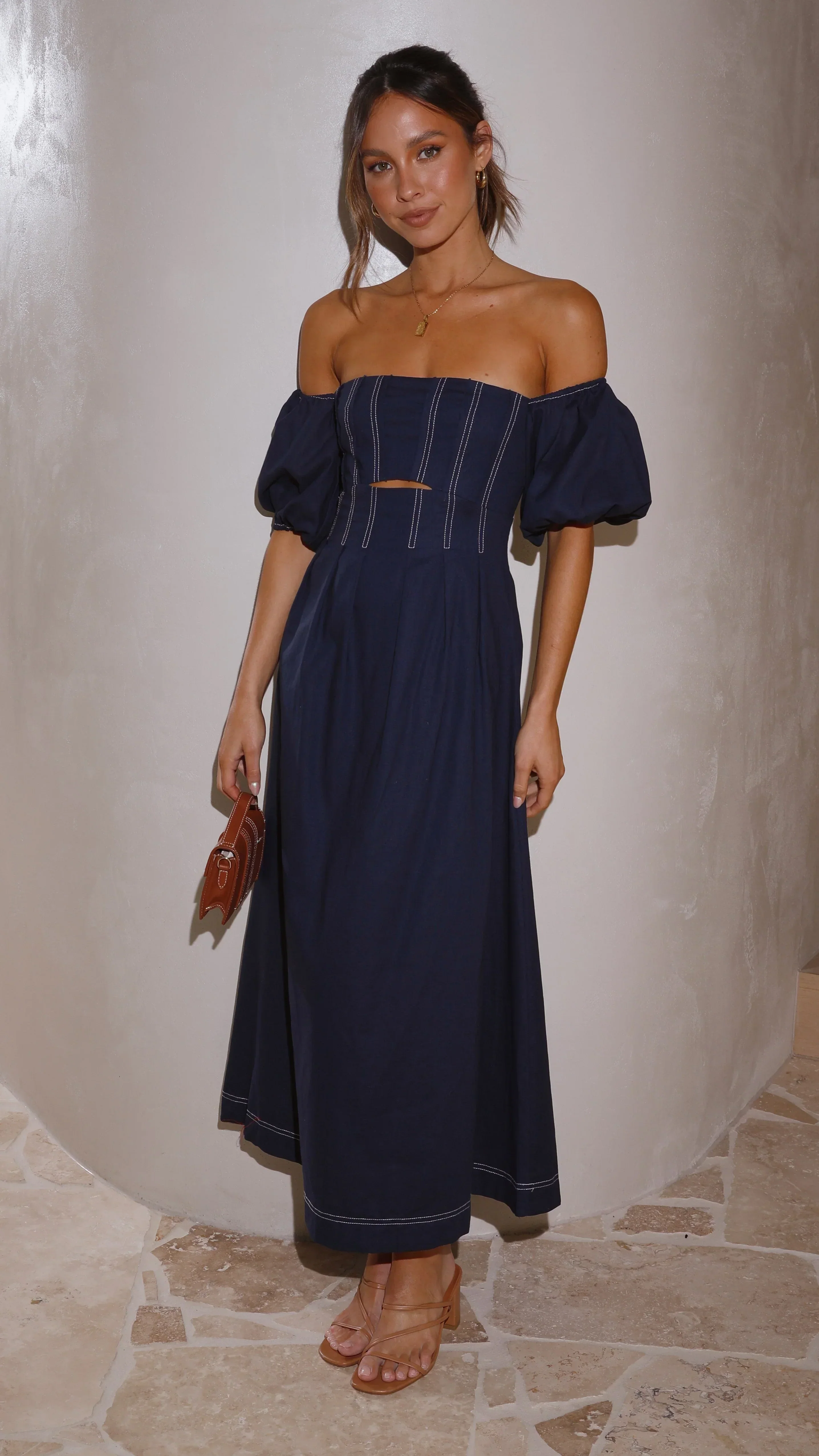 Claira Midi Dress - Navy