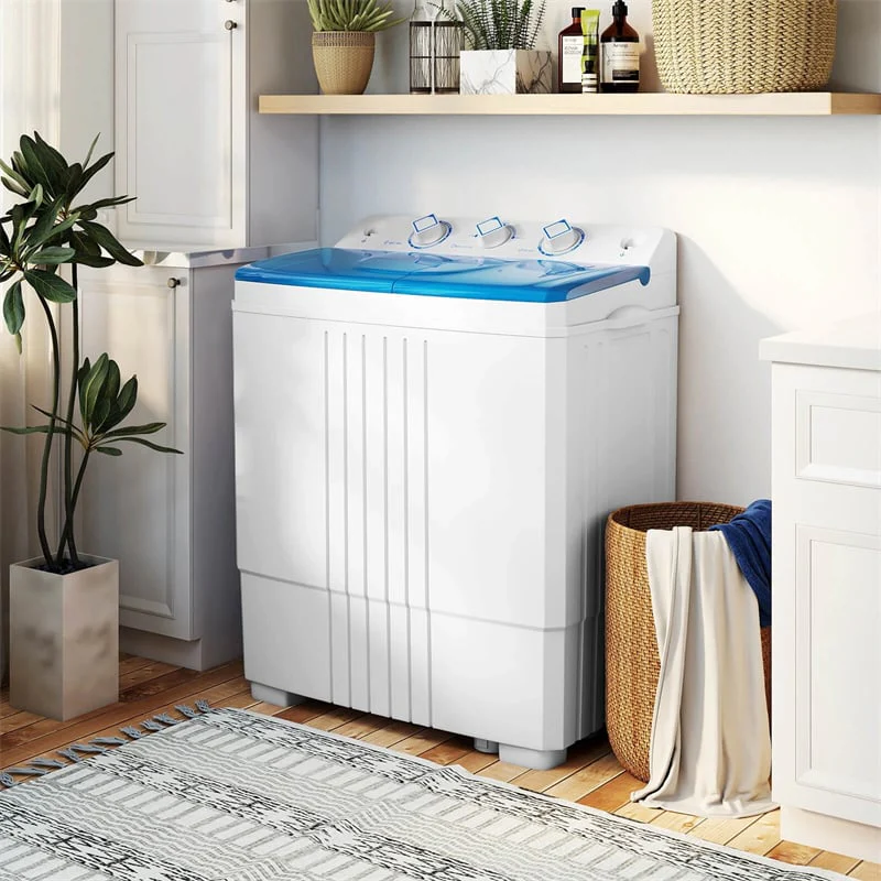 Portable Washing Machine, 2-in-1 Twin Tub Washer Spin Dryer Combo with Built-in Drain Pump, 20LB Capacity & Compact for Apartment, Dorm & RV