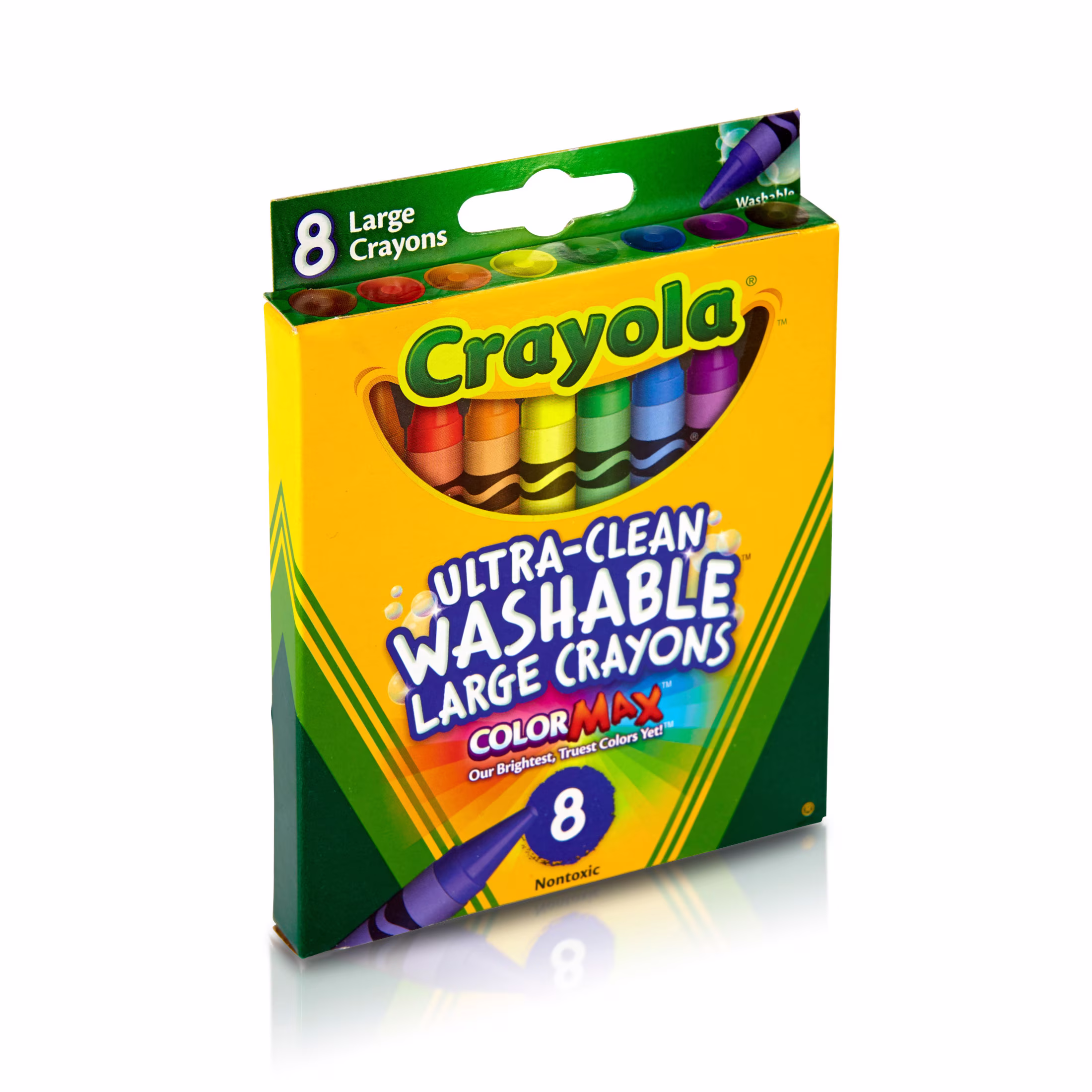 Crayola Washable Large Size Crayons, 8 Ct, Kindergarten School Supplies, Preschool Supplies, Ages 3+
