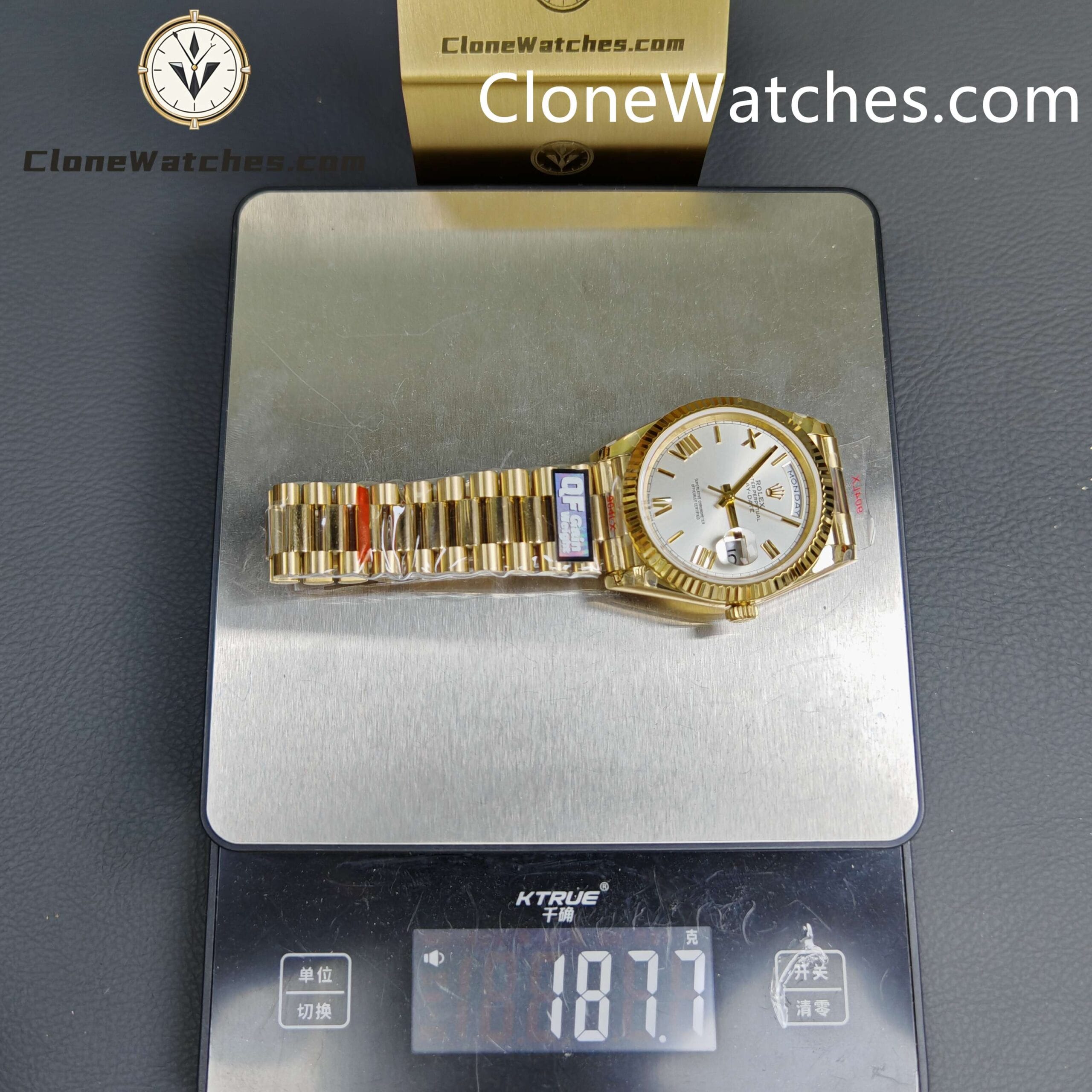 Rolex Super Clone Watches 1:1 Day Date 18K Gold Silver Dial 40mm m228238-0002 3255 Movement
