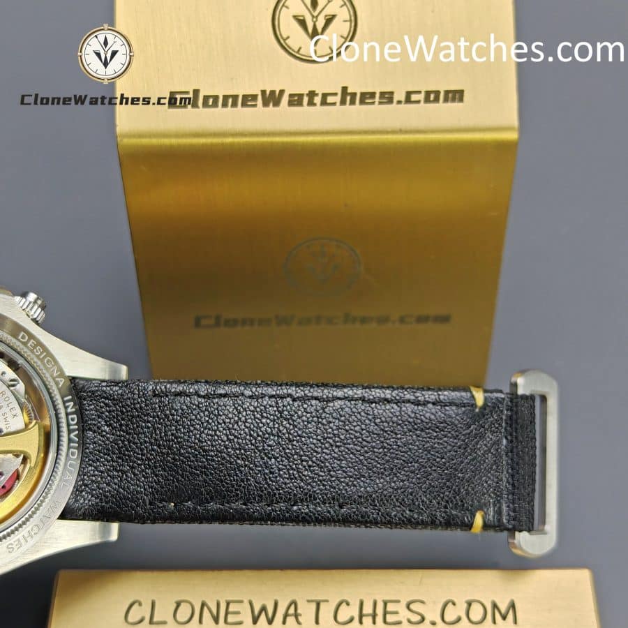 Modified Super Clone Watches 1:1 DiW Rolex Daytona “EXCEPTIONAL UNIQUE” 4130 Movement Black Strap