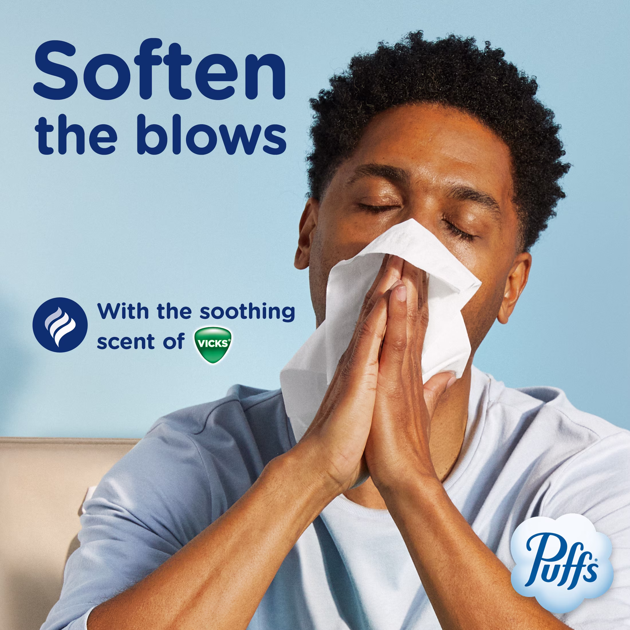 Puffs Facial Tissues Plus Lotion with the Scent of Vicks, 1 Cube Box, 48 Tissues Per Box