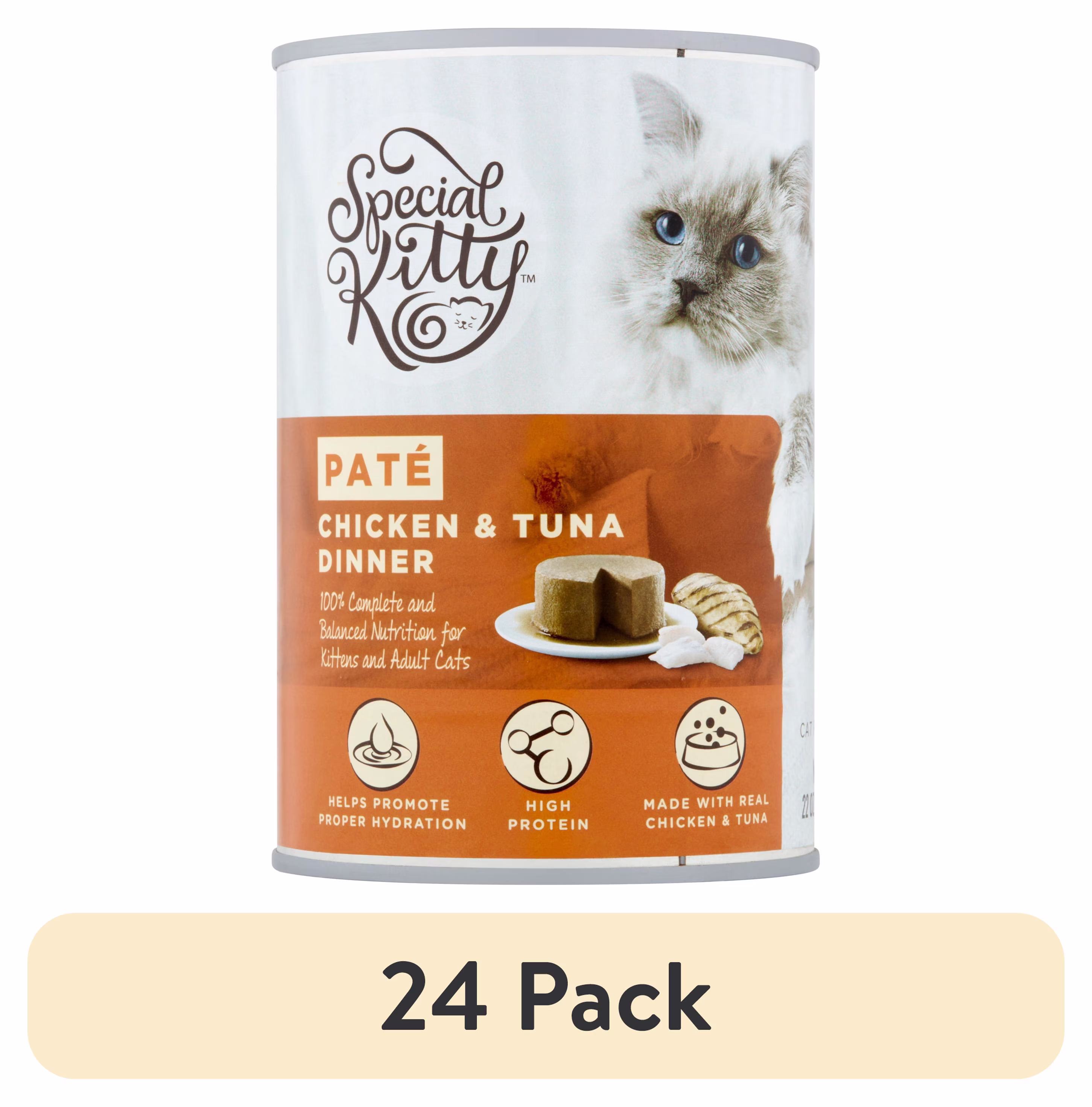 (24 pack) Special Kitty Chicken & Tuna Dinner Pate Wet Cat Food, 22 oz Can