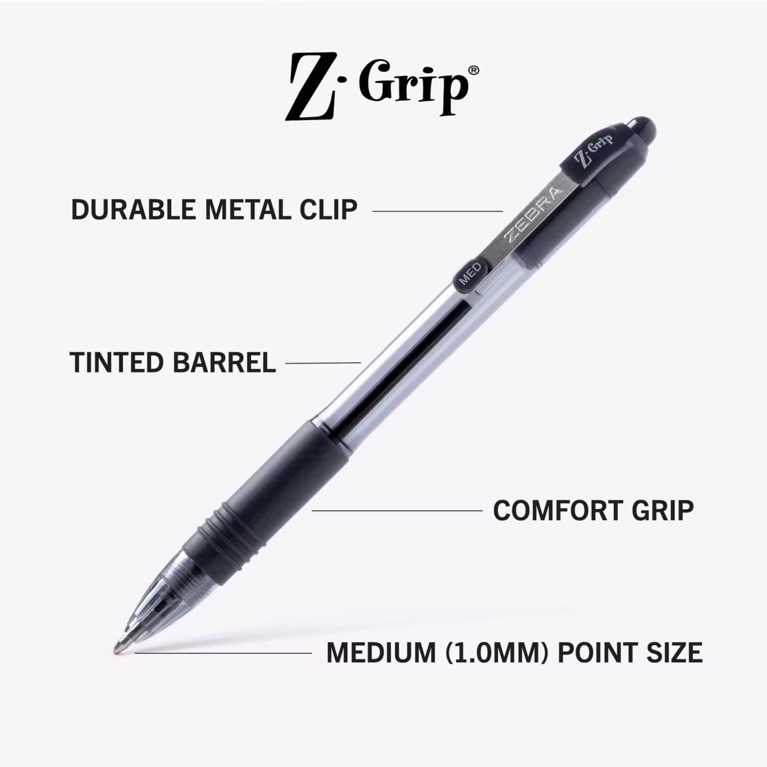 Zebra Z-Grip Retractable Ballpoint 1.0mm Black 2pk