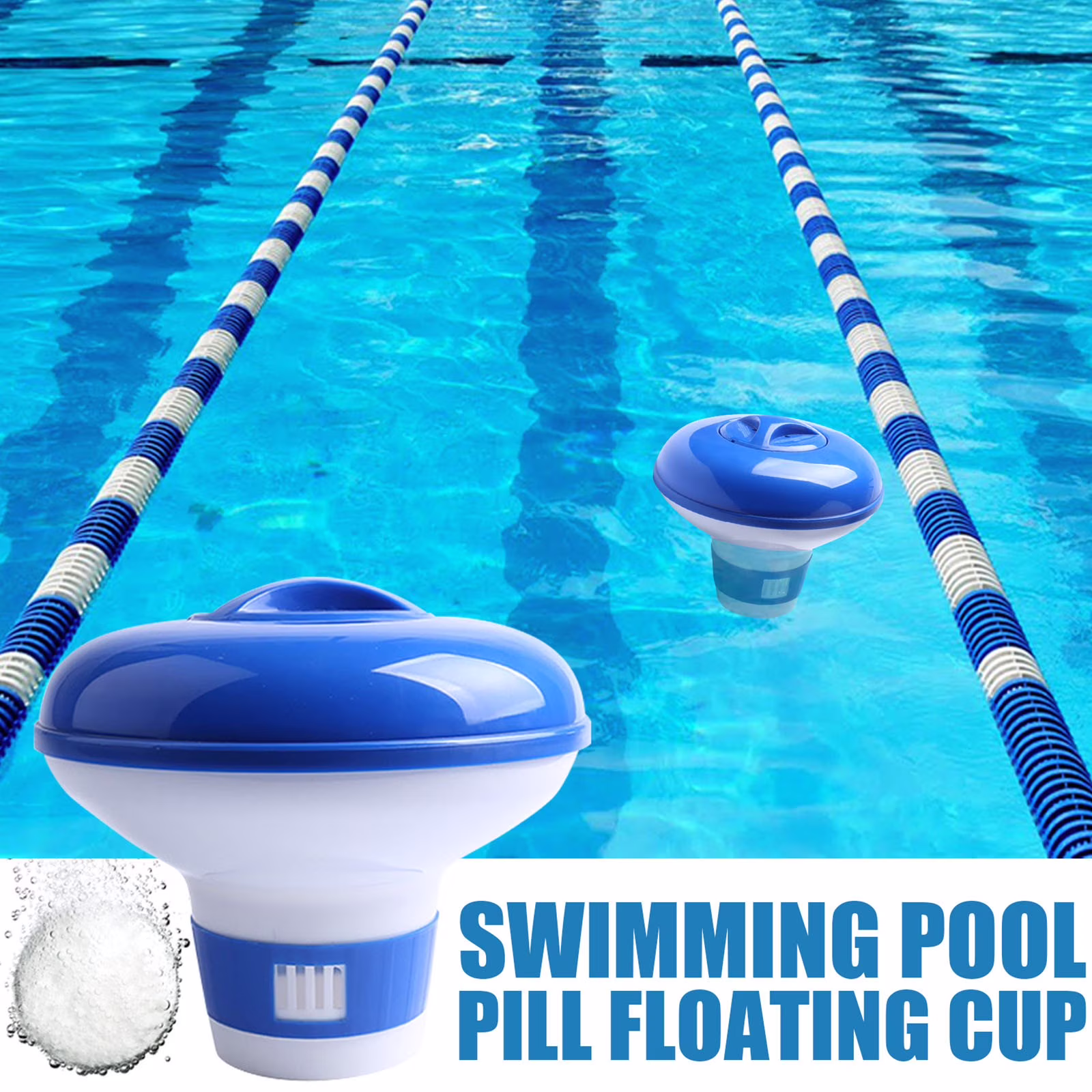 Hvmvliv Pool Tablet Dispenser 2Pc Floating Swimming Pool Dispenser Large Floating Dispenser for Spa, Hot Tubs, In-Ground & Above Ground Small & Large PoolsBlue