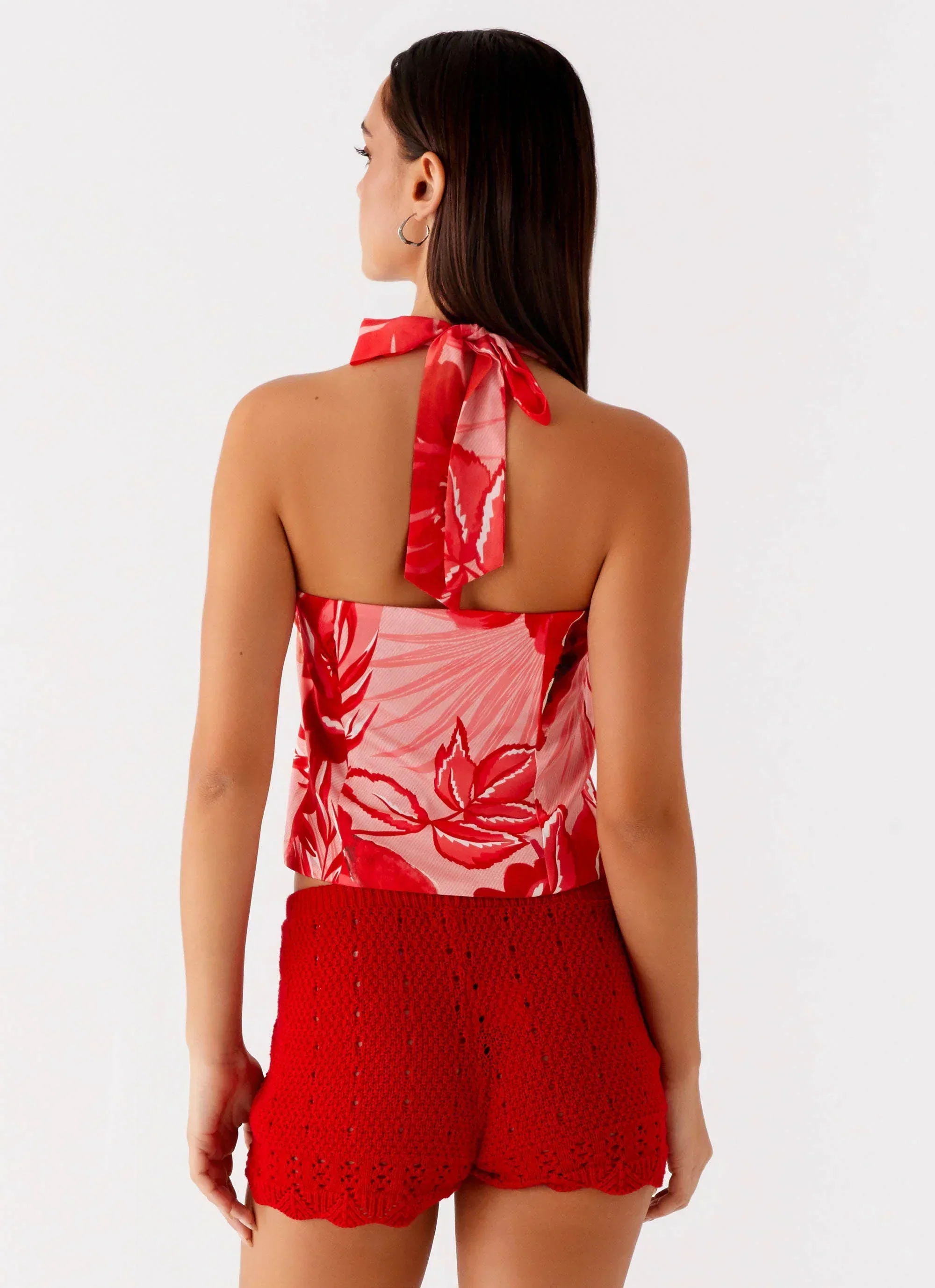 Lets Pretend Halterneck Top - Sicily Sunsets Print