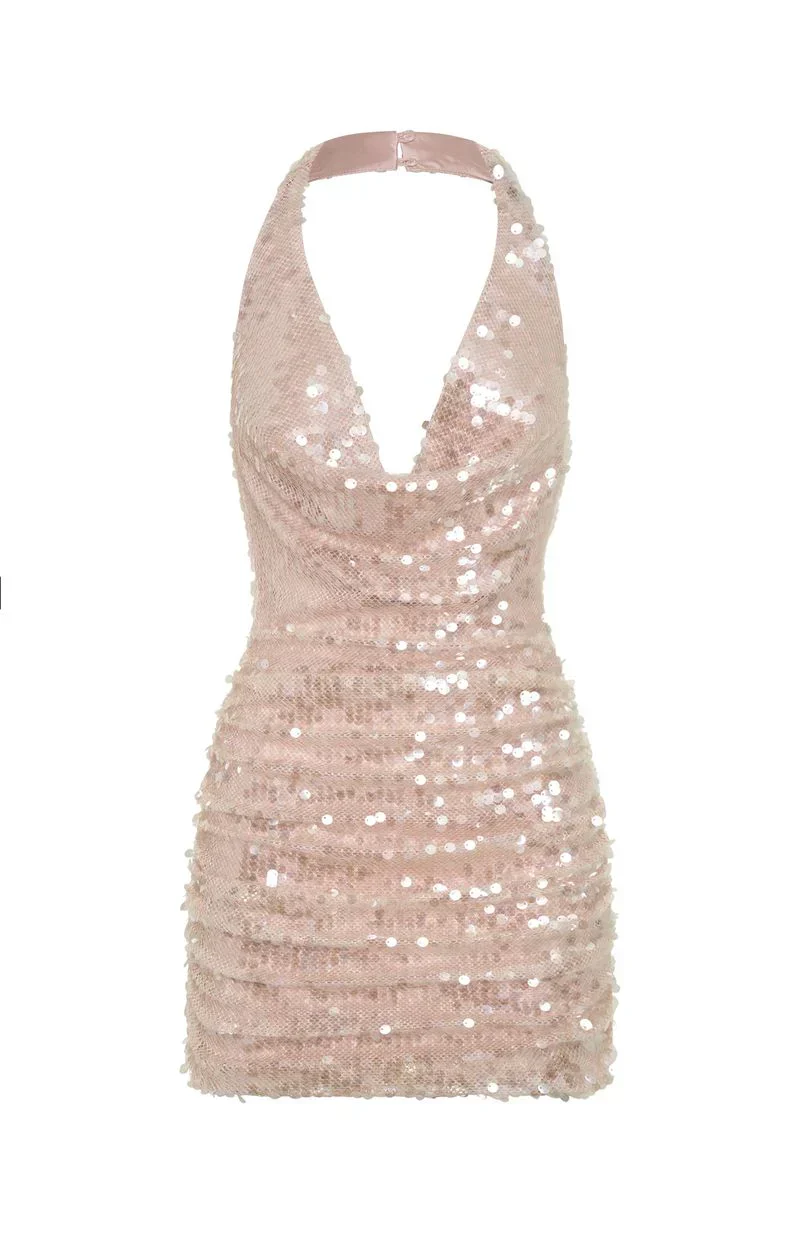 At The Function Halter Mini Dress Pink