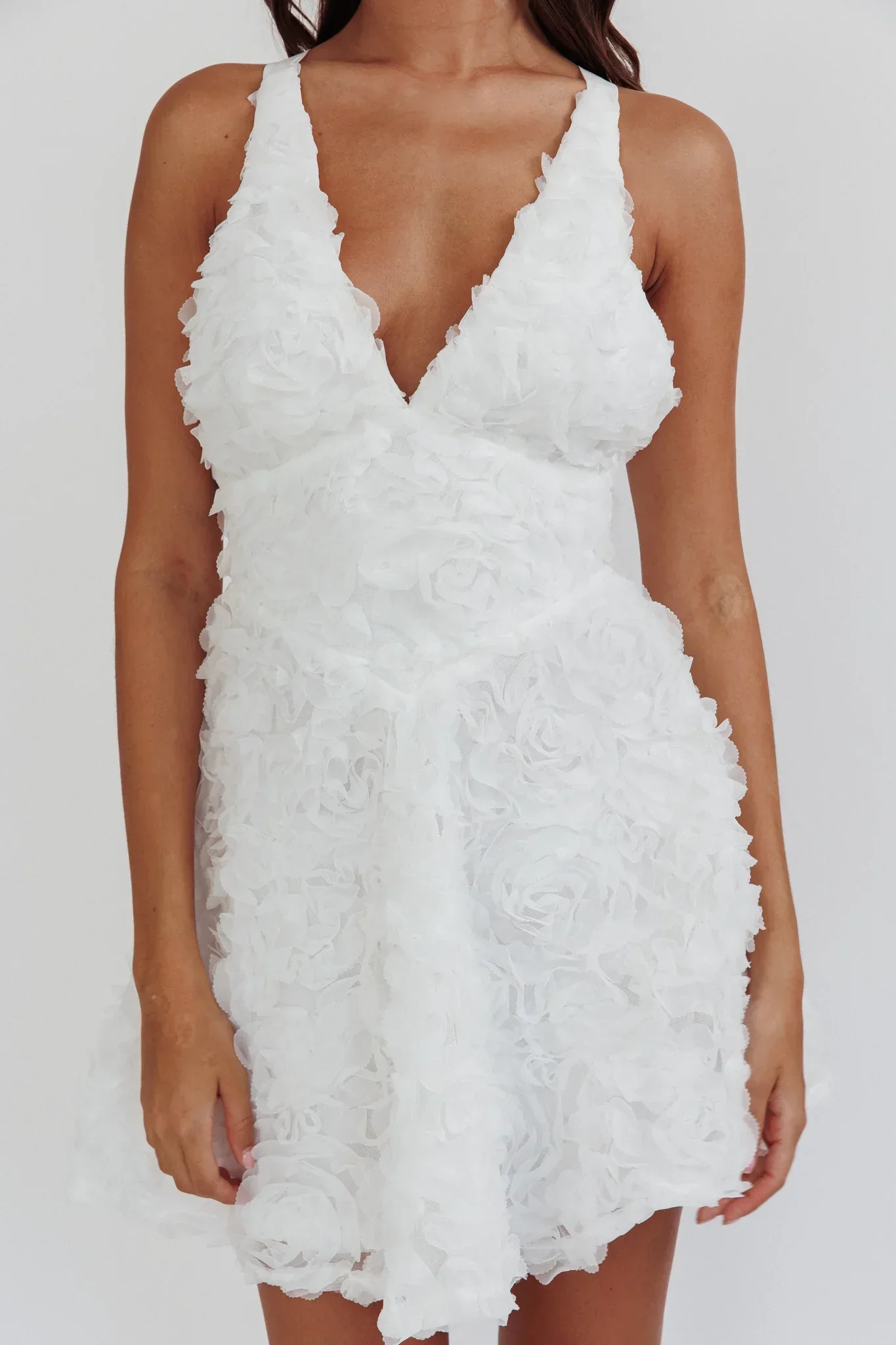 Lavalle Criss-Cross Embellished Mini Dress White