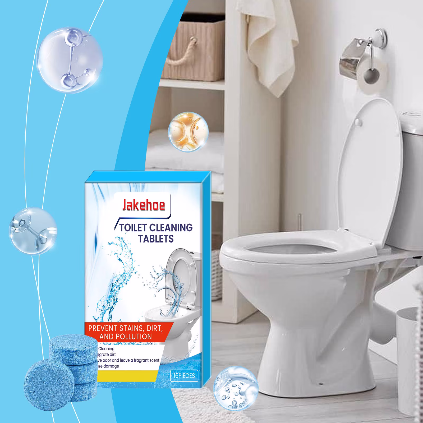 Kumdkd Toilet Bowl Cleaner Tablets, Starter Set, 6 Count, Plastic-Free, No Harsh Chemicals, Plant-Based
