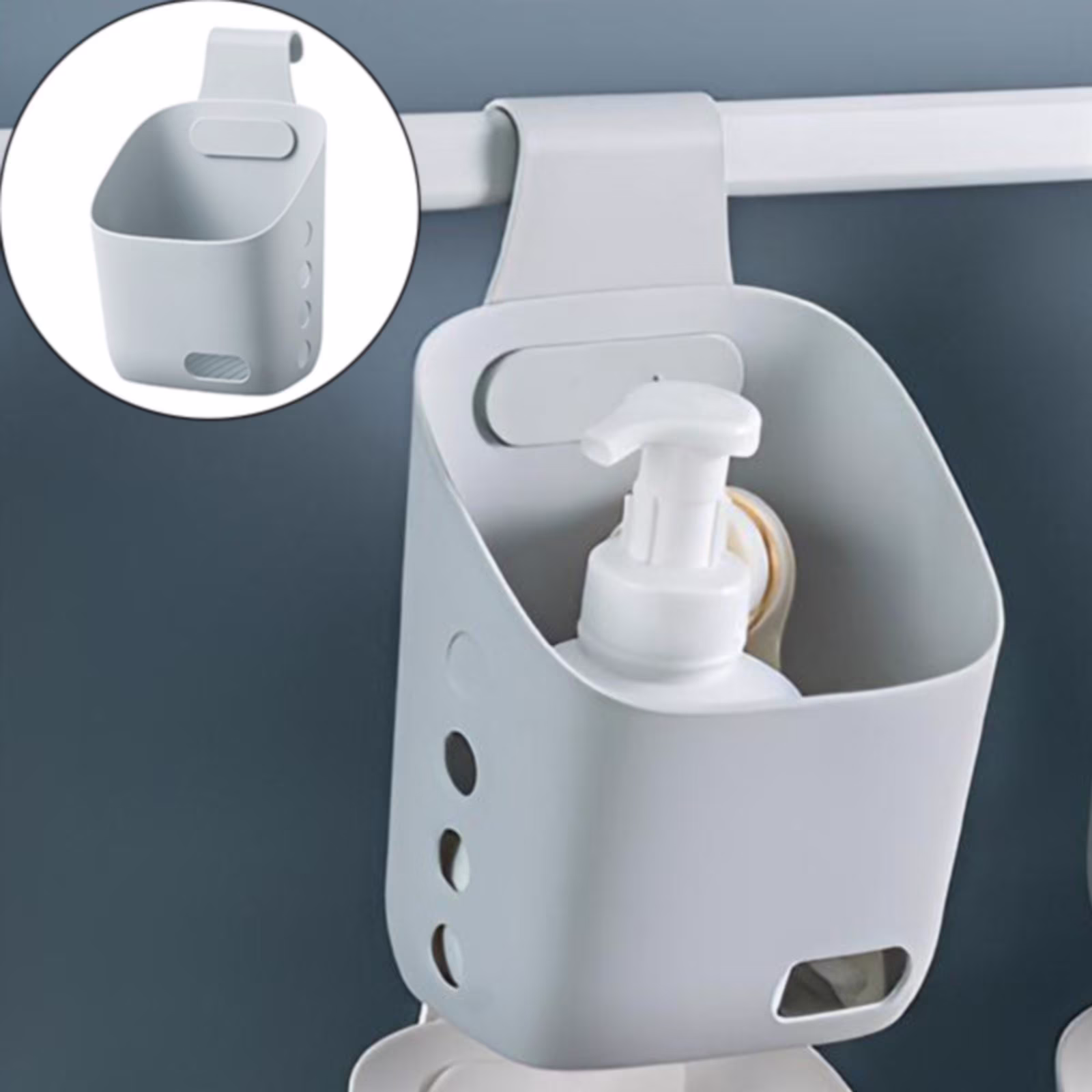 Loetky Hanging Plastic Baskets for Organizing Over the Door/Wall Mount Cabinet Organizer Storage Basket in Kitchen Bathroom Shower Hanging Basket with Holes Bedroom Small Storage Basket