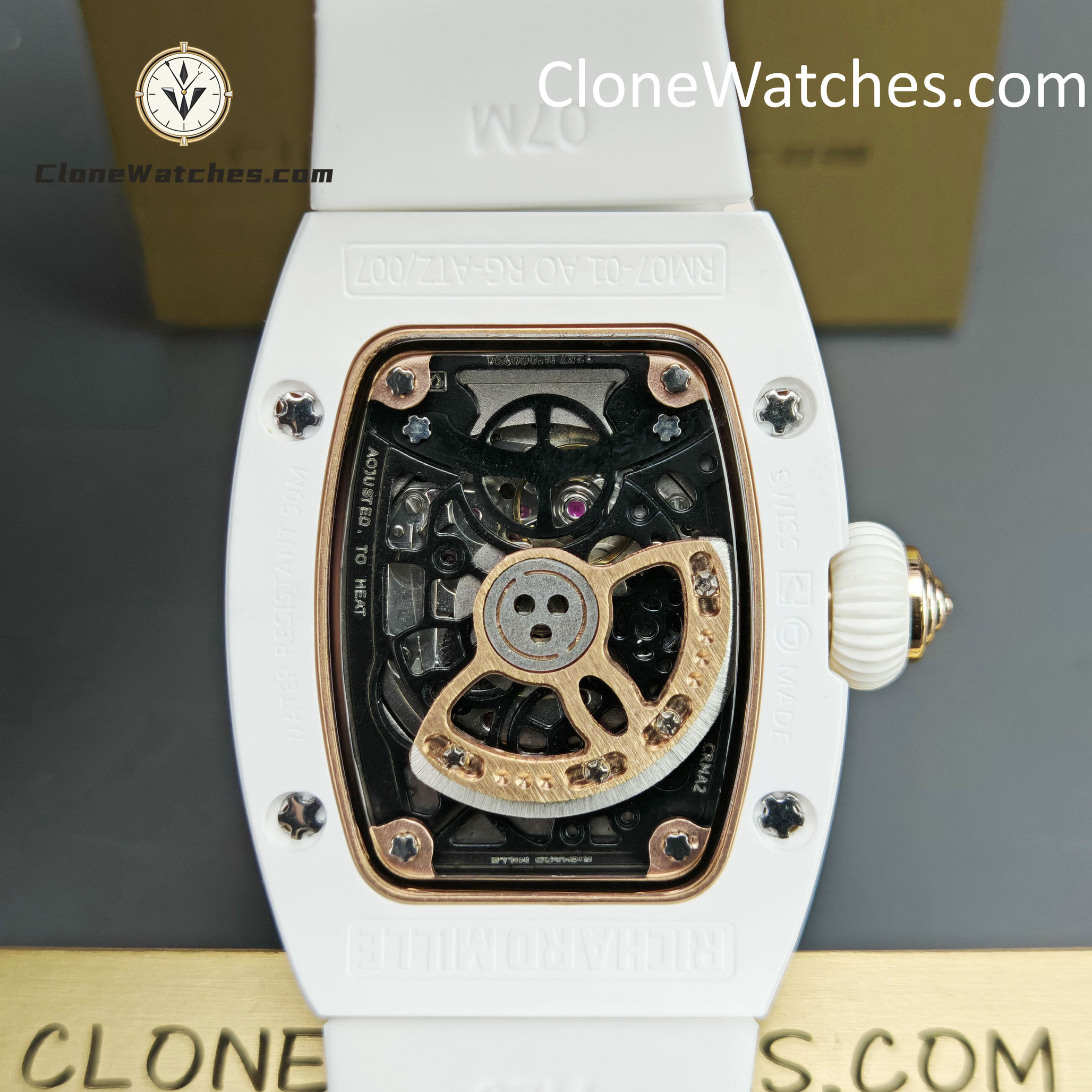 Richard Mille Super Clone Watches 1:1 RM 07 – 01 White Ceramic Marshmallow Dial White Strap