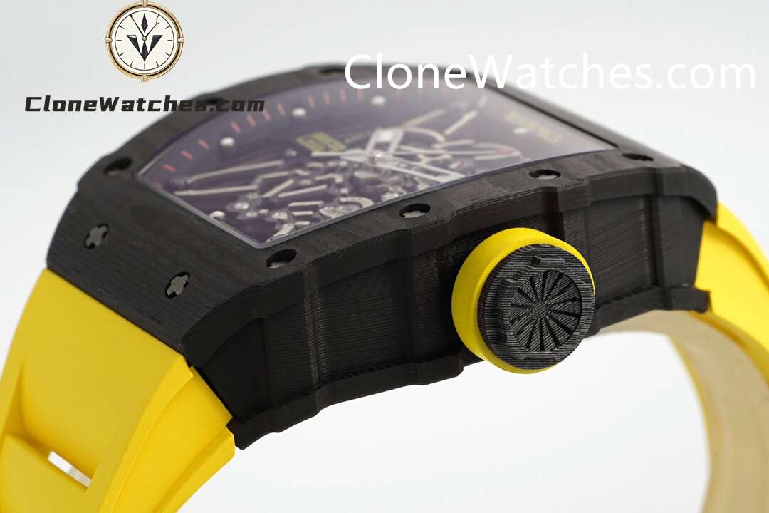 Richard Mille Super Clone Watches 1:1 RM 035 – 02 NTPT Carbon Fiber Yellow Rubber Strap