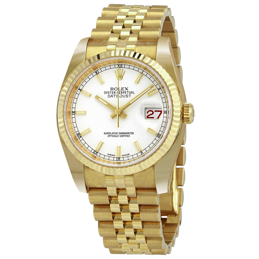 Rolex Oyster Perpetual Datejust 36 White Dial 18K Yellow Gold Automatic Men s Watch 116238WSJ（Lifetime free warranty+90-days replacement service & Refund!.）