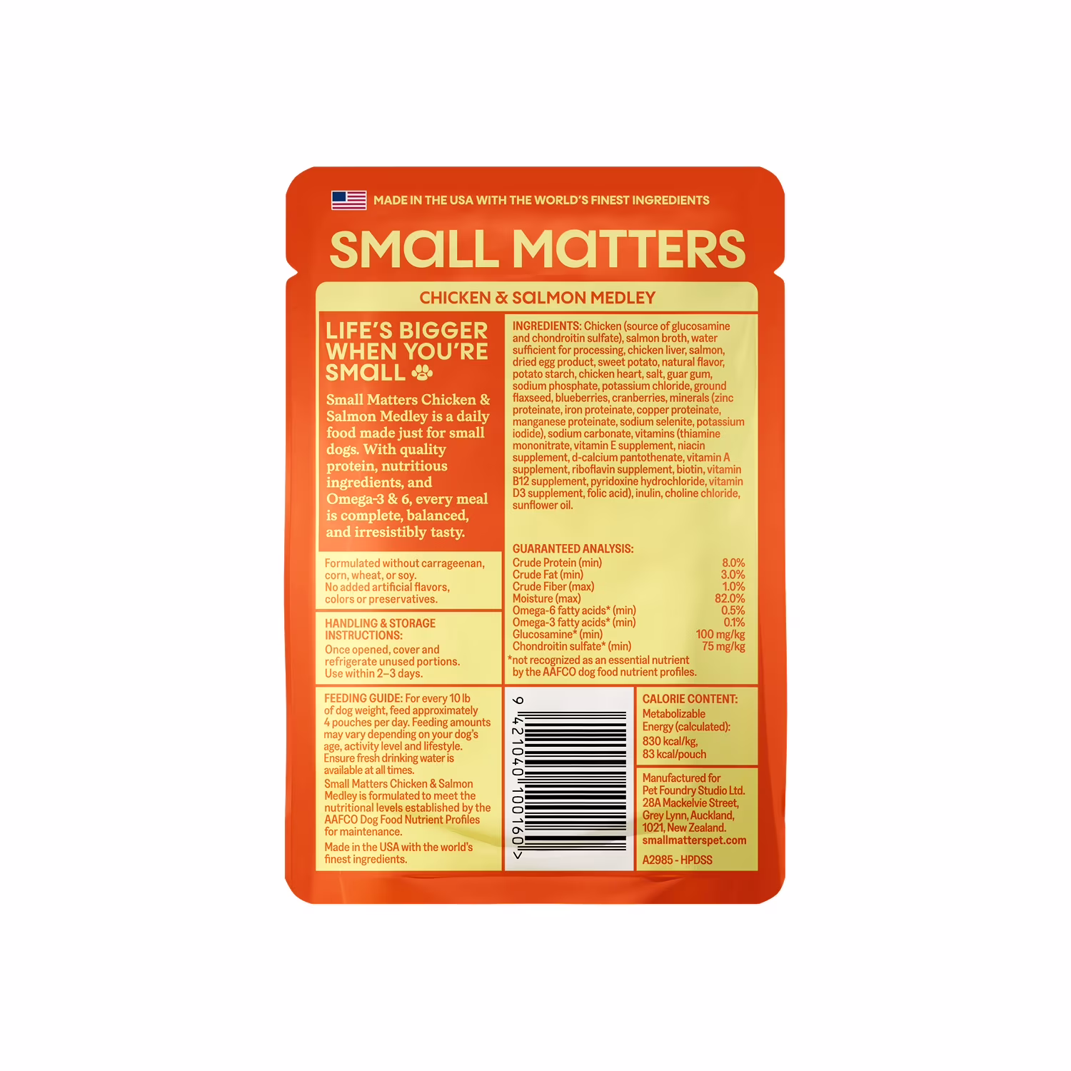 Small Matters Adult Dog Food for Small Dogs, Chicken & Salmon Medley Chunks in Gravy, 3.5oz Pouch