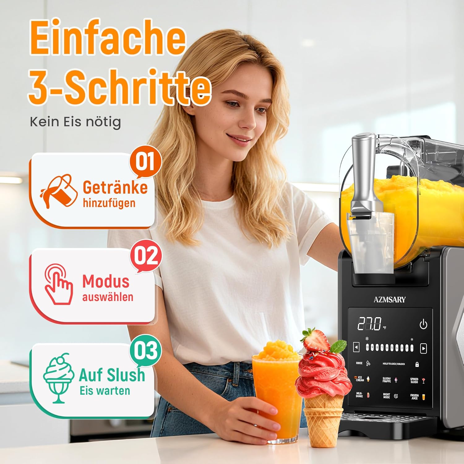 Machine granita 2,5 L écran LED 6 programmes nettoyage automatique