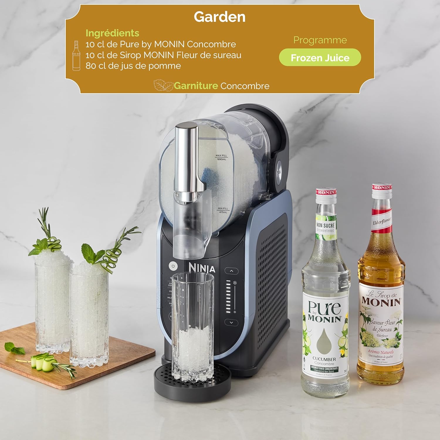 Machine boissons glacées SLUSHi granités cocktails milkshakes jus capacité 19 L bleu gris