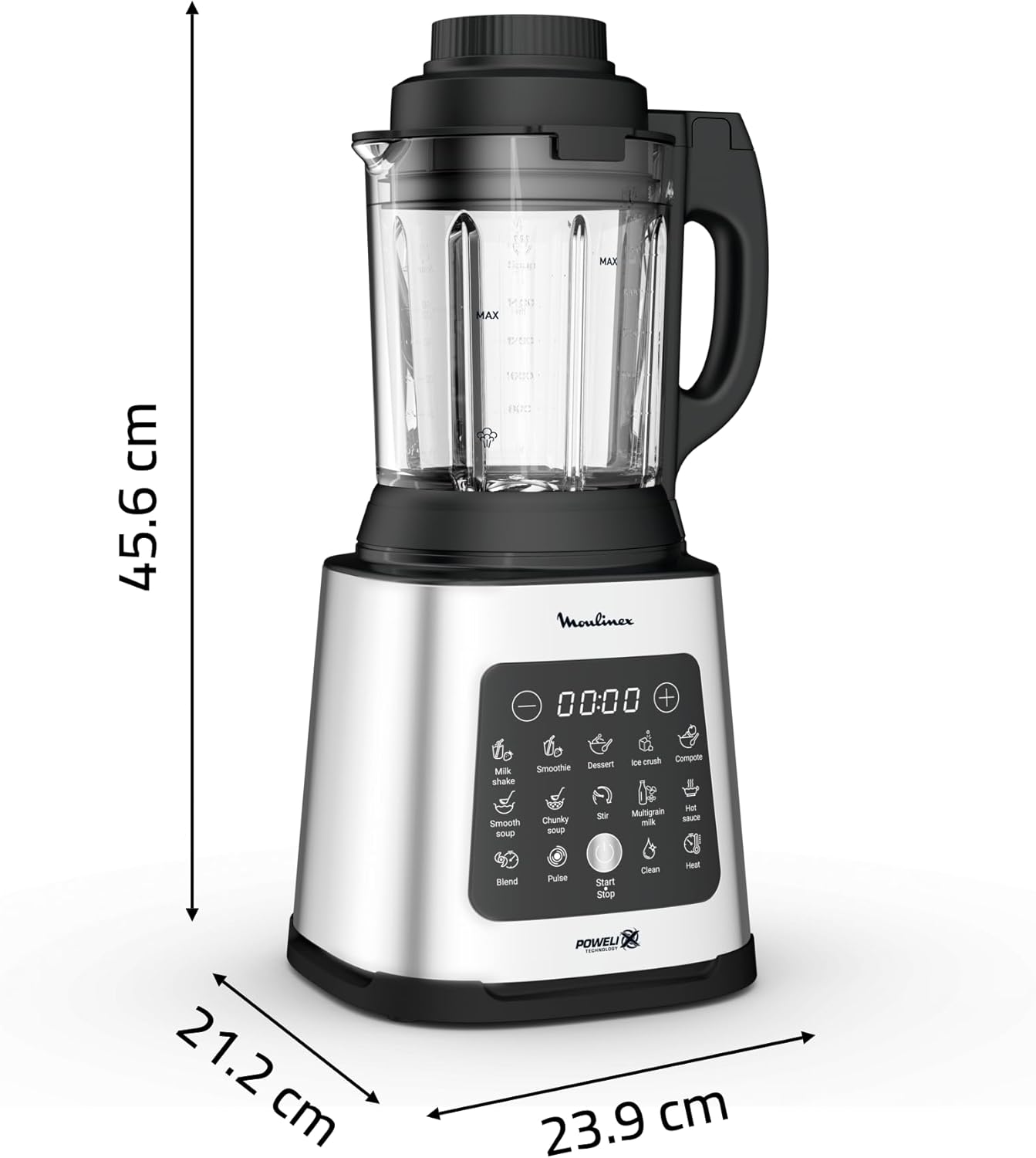 Blender chauffant 1400 W 10 programmes lames amovibles panier vapeur