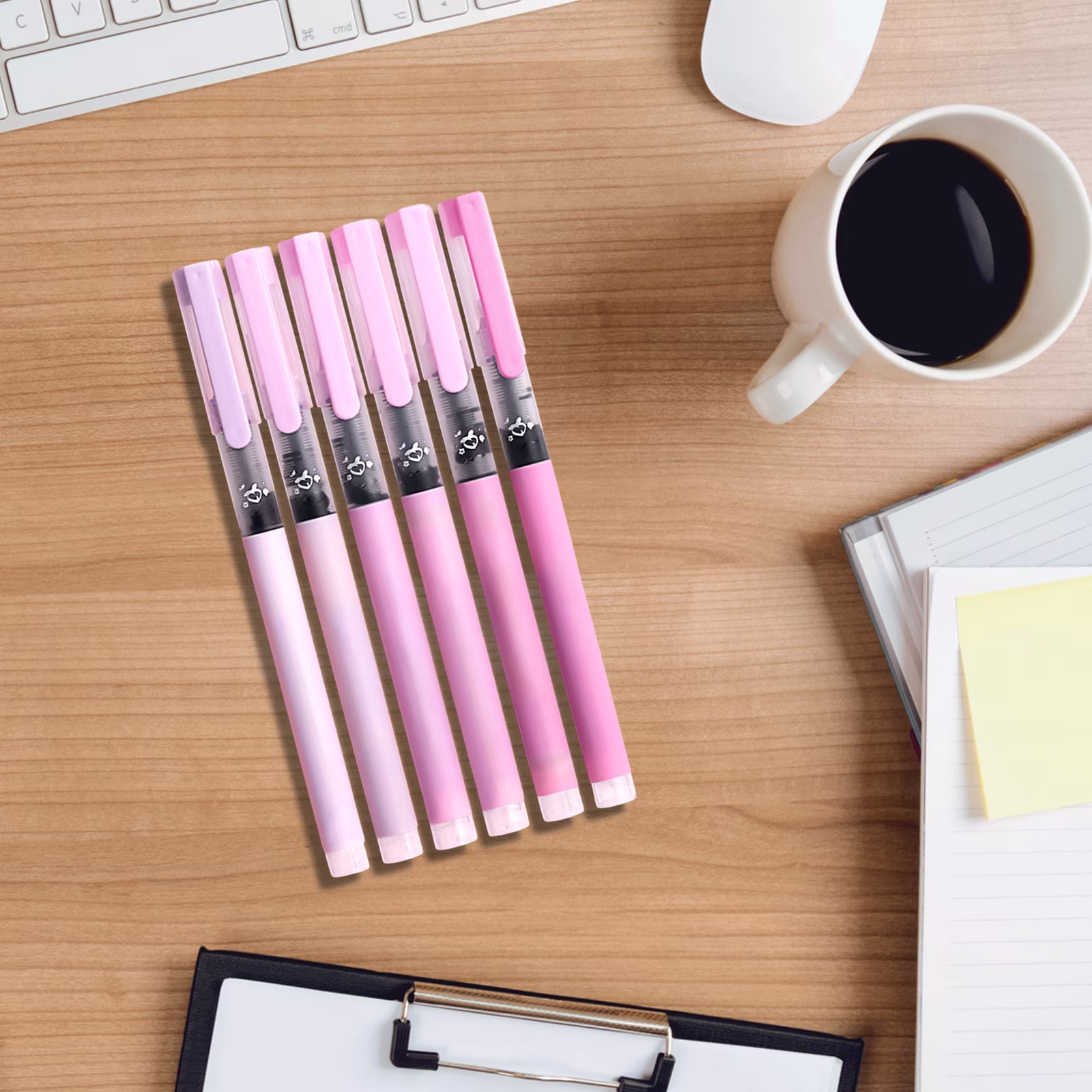 Under 1$ Dollar Straight Liquid Ballpoint Pen Sign Pen, 0.5mm High Capacity Black Ink Water Pen, Fast Drying Exam Writing Pens,Pink