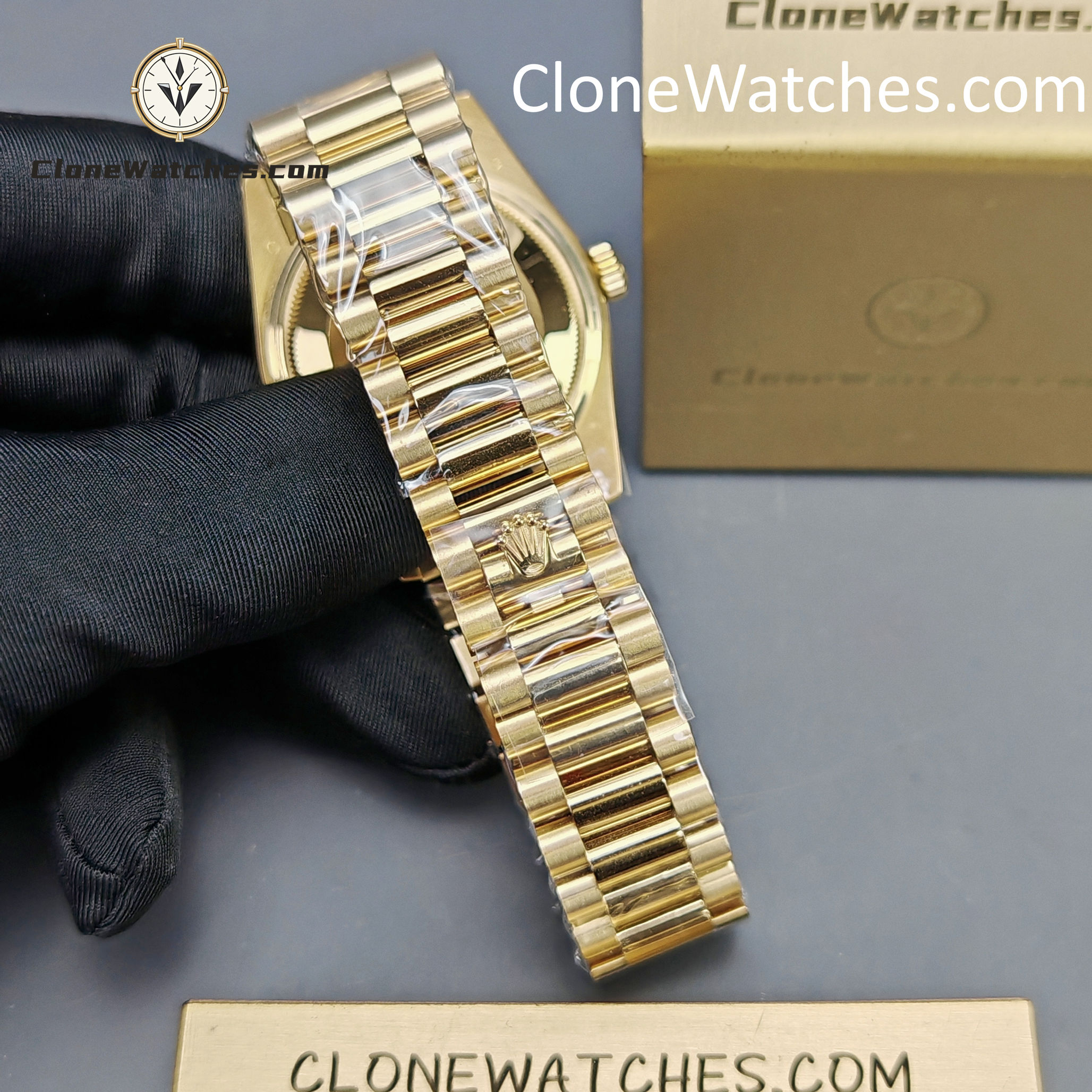 Rolex Super Clone Watches 1:1 Day Date 18K Gold Champagne Dial 36mm m128238-0045 3255 Movement