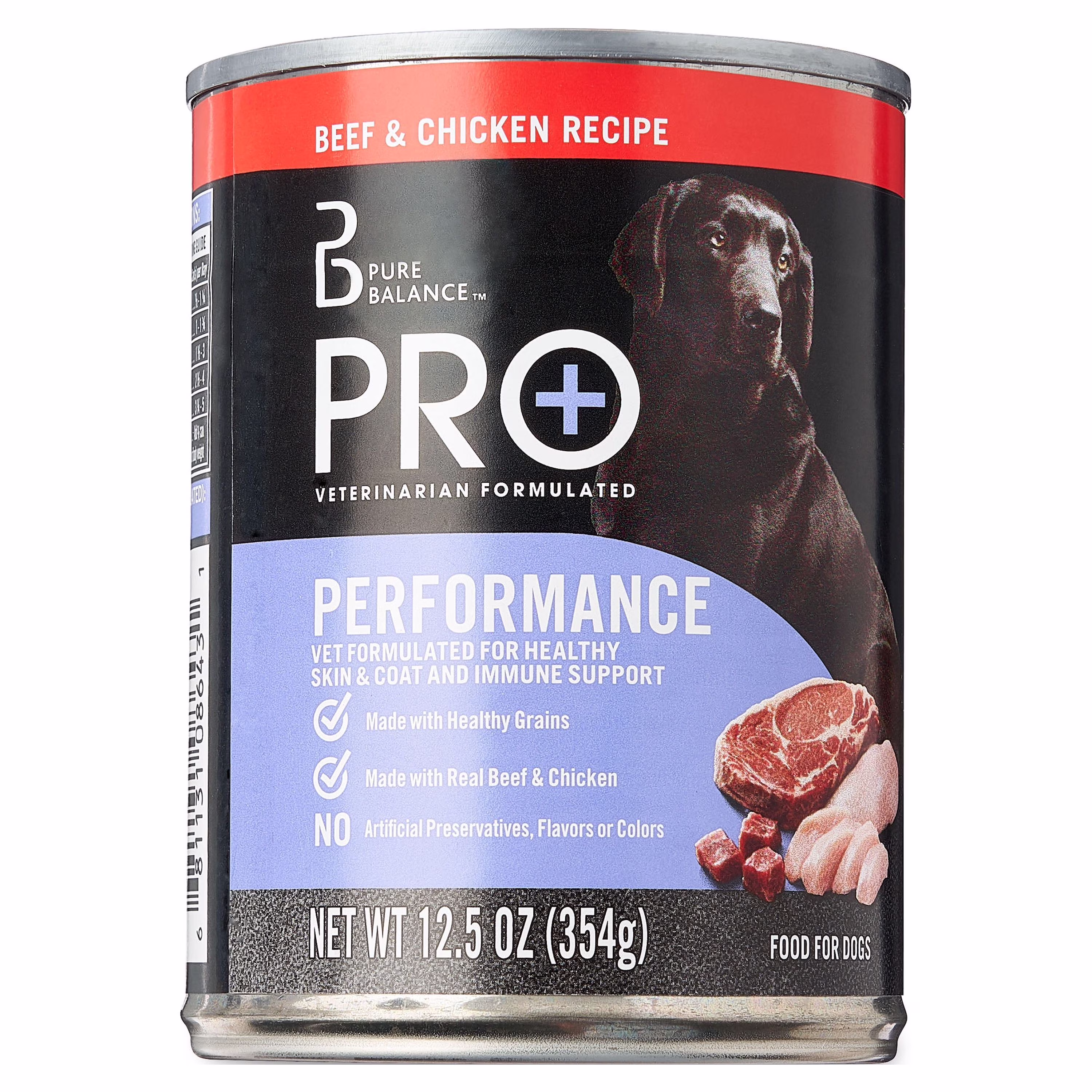 Pure Balance Pro+ Performance Wet Dog Food for Active Dogs, Beef & Chicken Recipe, 12.5 oz Can