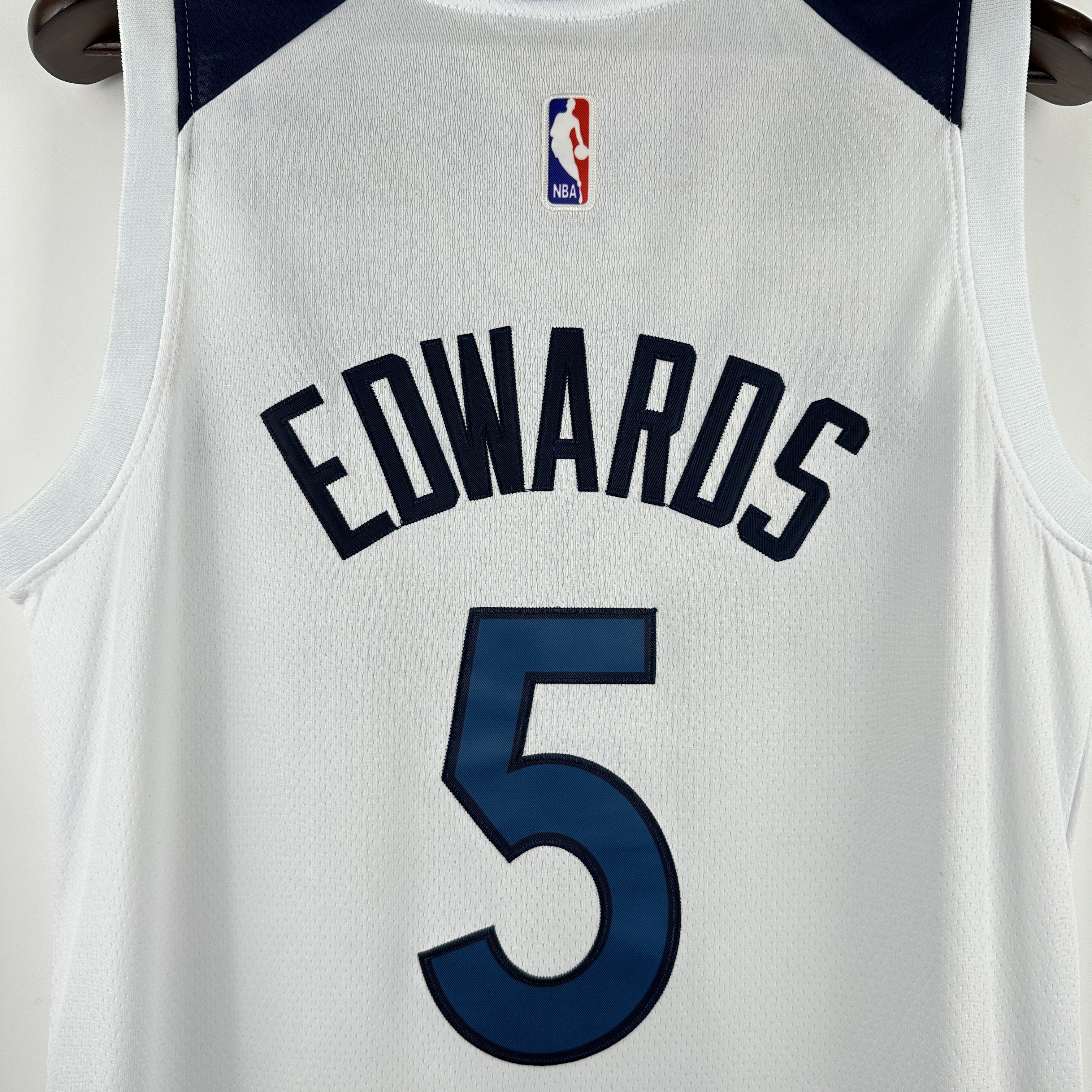 Embroidery Timberwolves White No. 5 Edwards