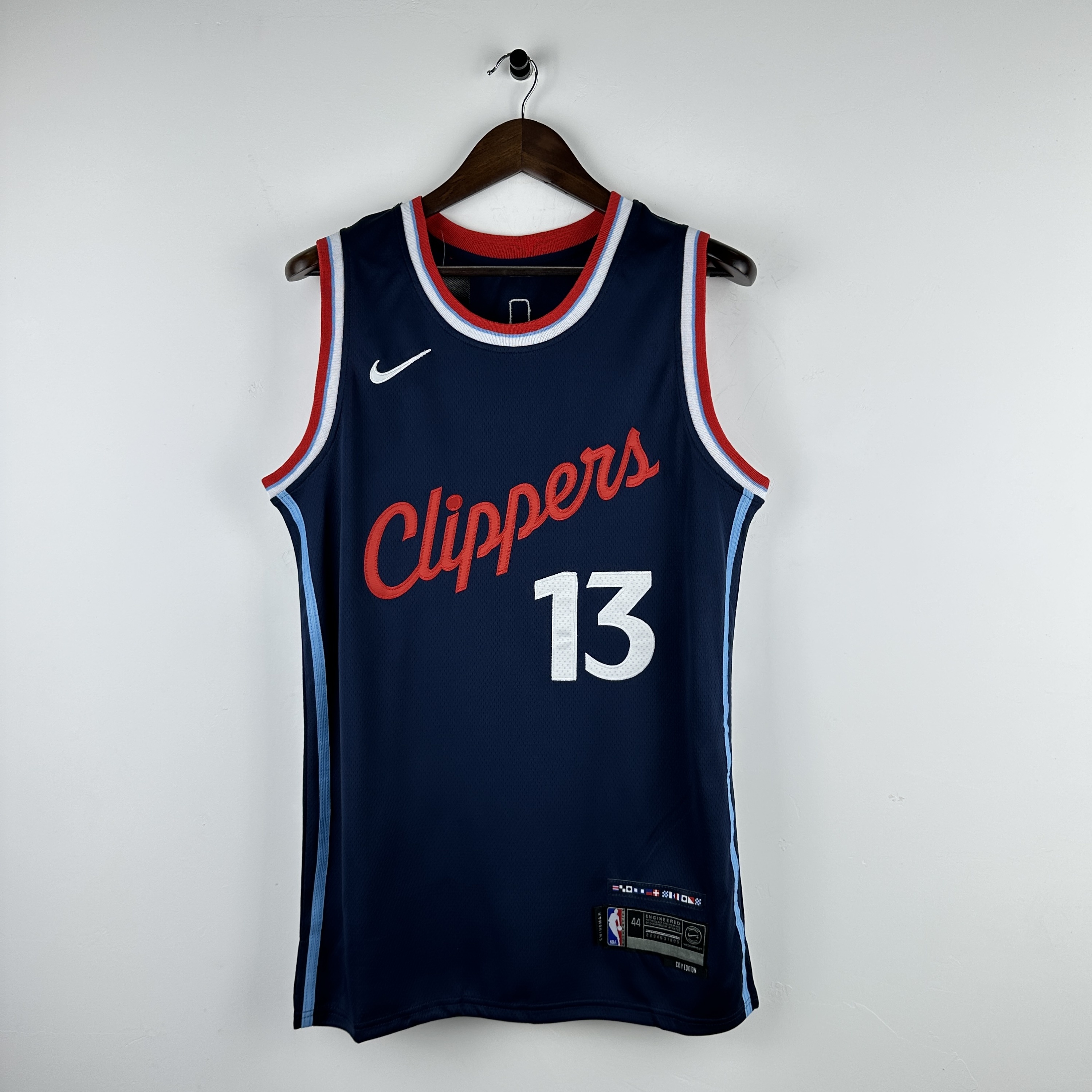 Embroidery 25th season Clippers away navy blue No. 13 George