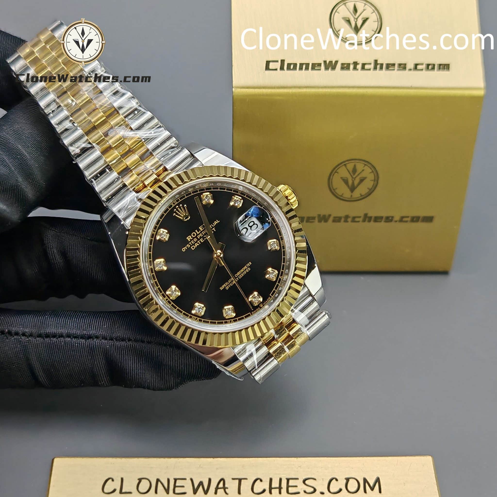 Rolex super replica watch 1:1 DateJust Black Diamond Dial m126333-0006 Jubilee 41MM 3235 movement
