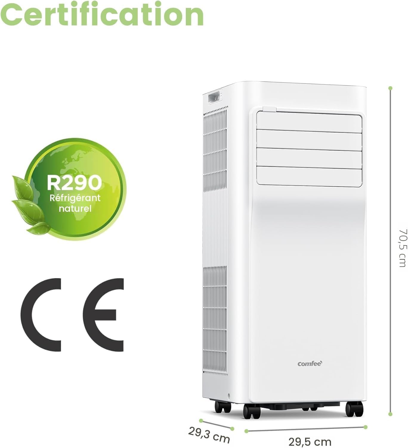 Climatiseur mobile 7000 BTU 2kW contrôle app 3 modes 3 vitesses minuterie 24h pièces 23m² Breezy Cool 20