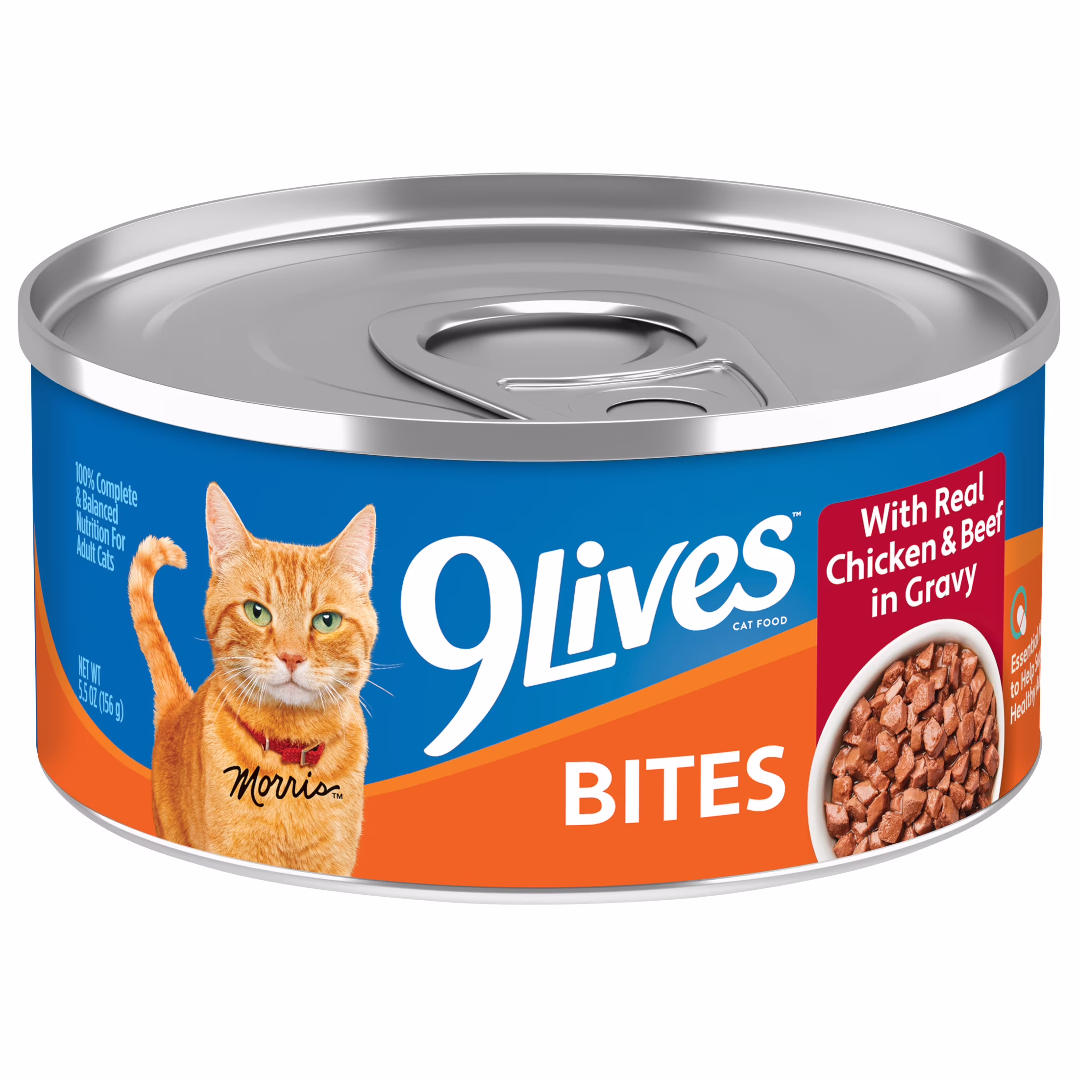 9Lives Bites in Gravy Real Chicken & Beef Wet Cat Food, 5.5 oz Can
