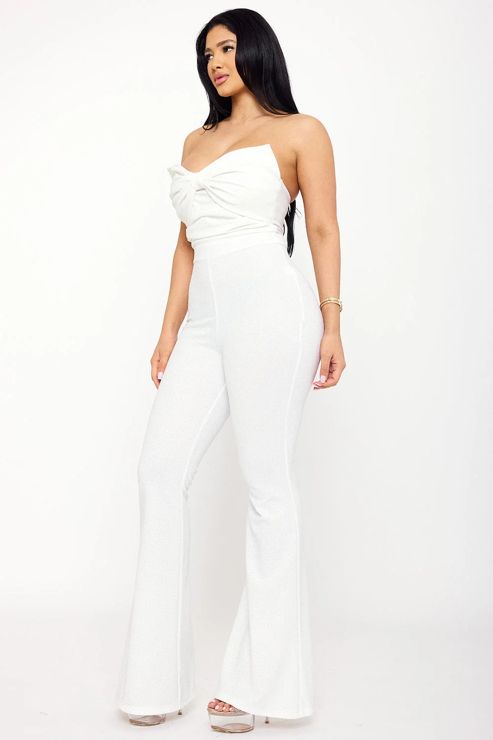 Symphony Jumpsuits - Glitter Bow Front Jumpsuit