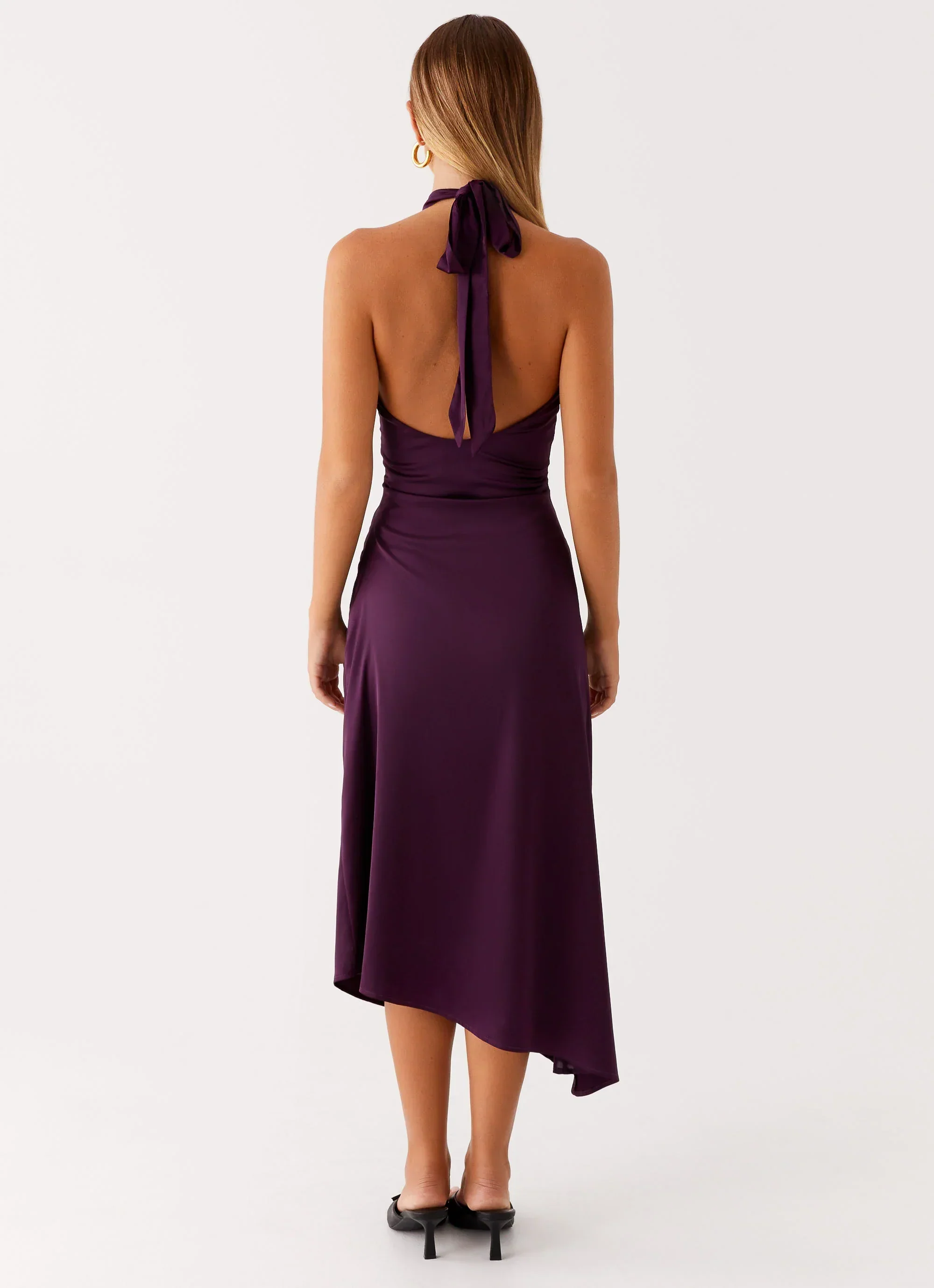 Casta Halterneck Midi Dress - Plum